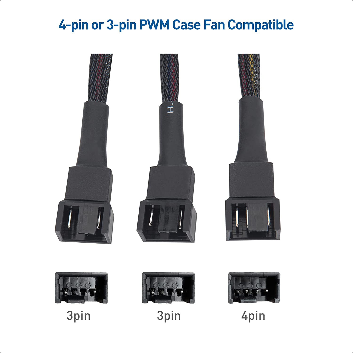 Cable Matters 2 Pack 4 Pin PWM 3 Computer Case Fan Splitter Cable – 12 Inches