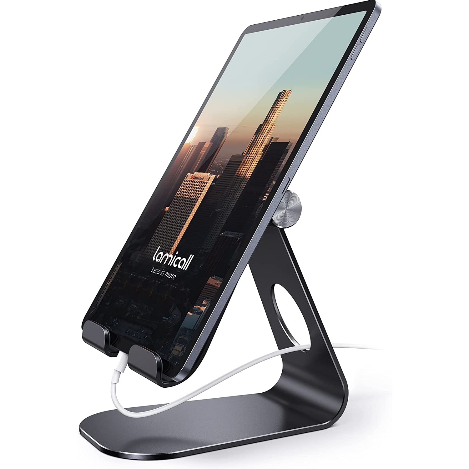 L Tablet Stand, Adjustable ipad Stand : Desktop Stand Holder Dock Base Mount for iPad Pro Air mini 2 3 4 9.7 10.5 12.9 , Kindle, Nexus, Huawei, Xiaomi, iPhone Xs Max 12 11 Pro, Ga