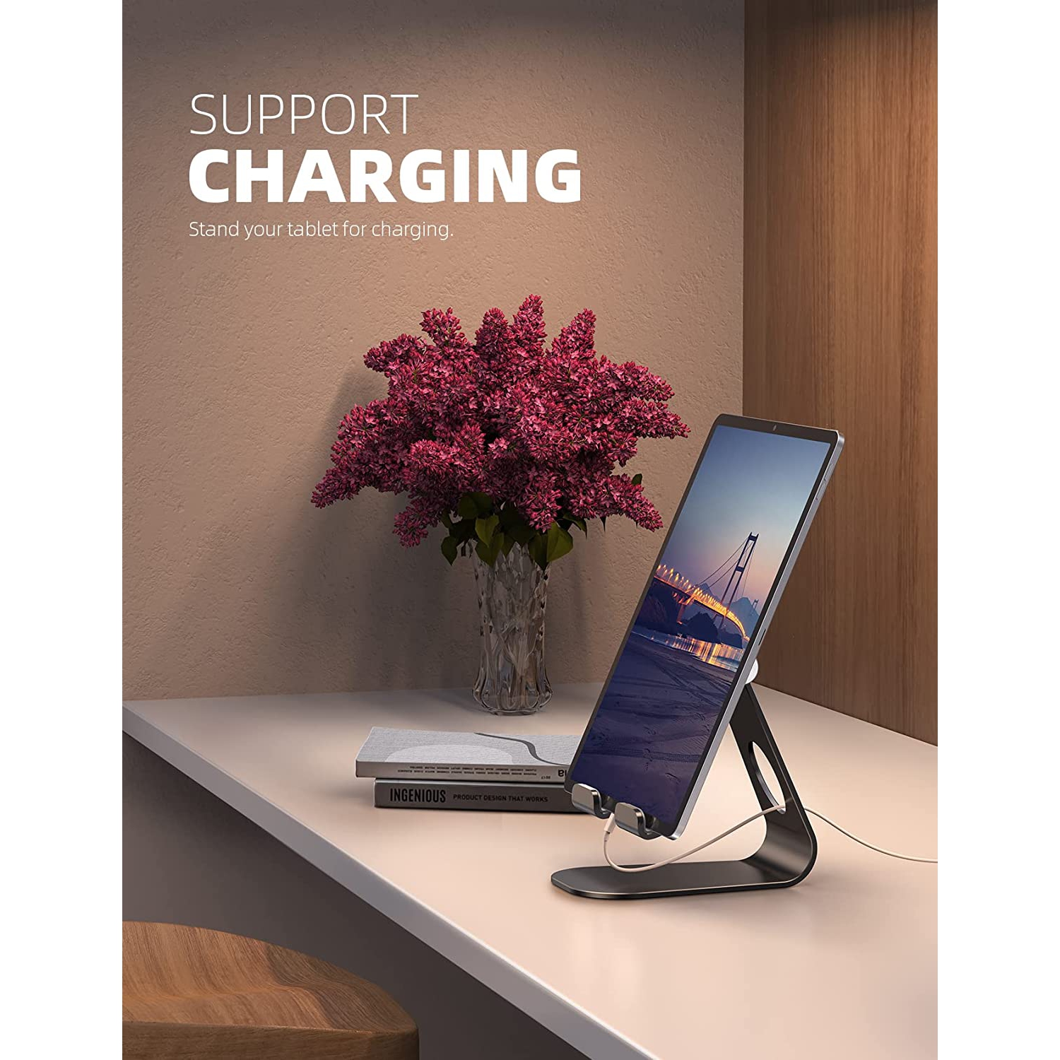 L Support pour tablette, support iPad réglable : Support de bureau socle station d’accueil pour iPad Pro Air mini 2 3 4 9.7 10.5 12.9 , Kindle,