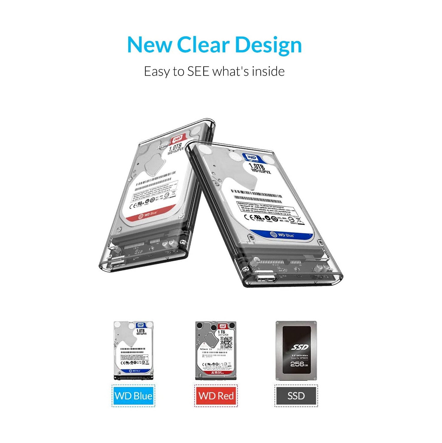 O 2,5 – Boîtier pour disque dur externe USB 3,0 pour disque dur SATA de 2,5 po et disque SSD [optimisé pour SSD, prise en charge 4TB UASP SATA III]