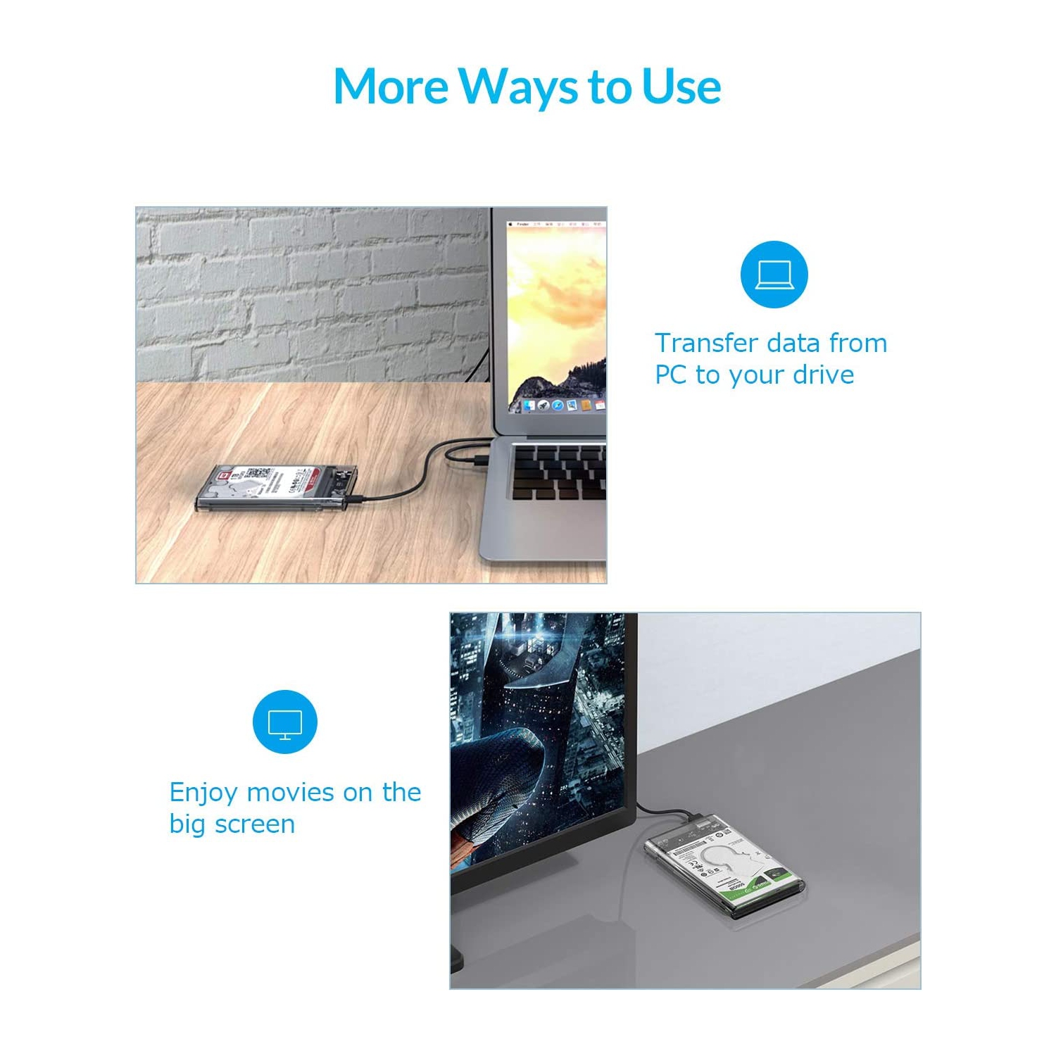 O 2,5 – Boîtier pour disque dur externe USB 3,0 pour disque dur SATA de 2,5 po et disque SSD [optimisé pour SSD, prise en charge 4TB UASP SATA III]