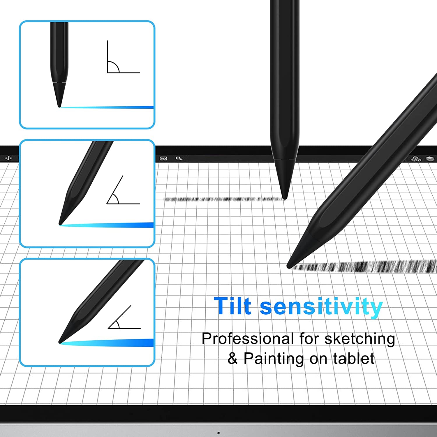 Stylus Pen for iPad with 4 Smooth Fine Tips and Palm Rejection Tilt Sensitivity High Precision Magnetic Pencil for iPad 10/9/8/7/6, iPad Air 5/4/3,