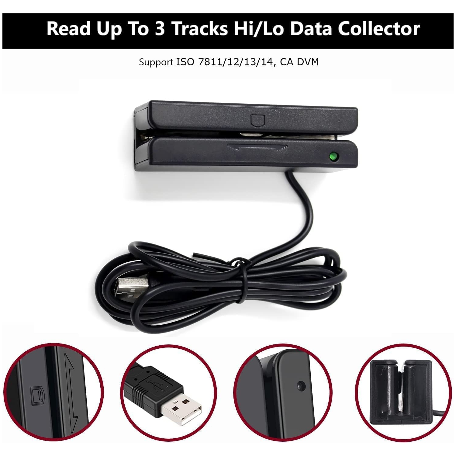 USB Magnetic Stripe Card Reader 3-Track POS Credit Card Reader Swiper MagStripe Swipe Card Reader