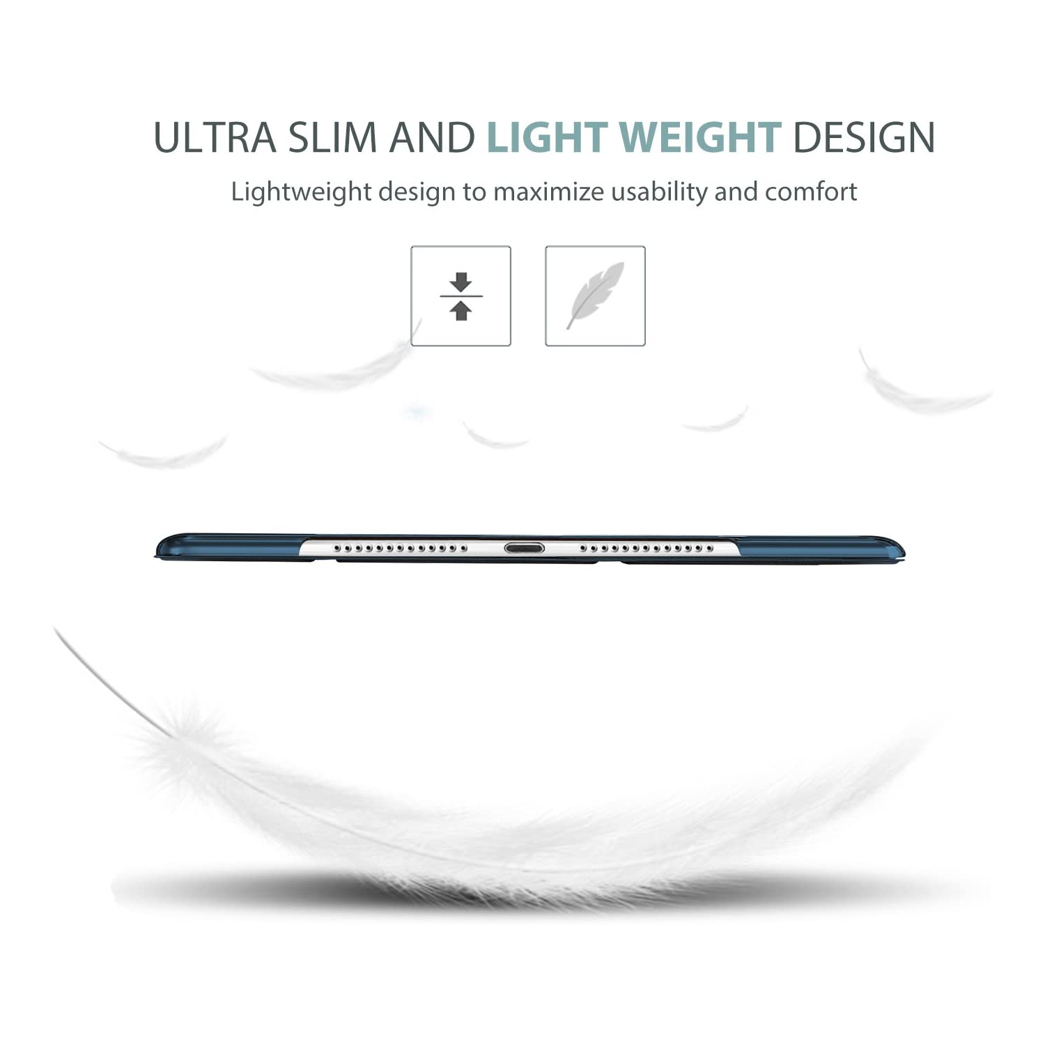 P iPad Air 2 Smart Case, Ultra Slim Lightweight Stand Protective Case Shell with Translucent Frosted Back Cover for Apple iPad Air 2 (A1566 A1567)