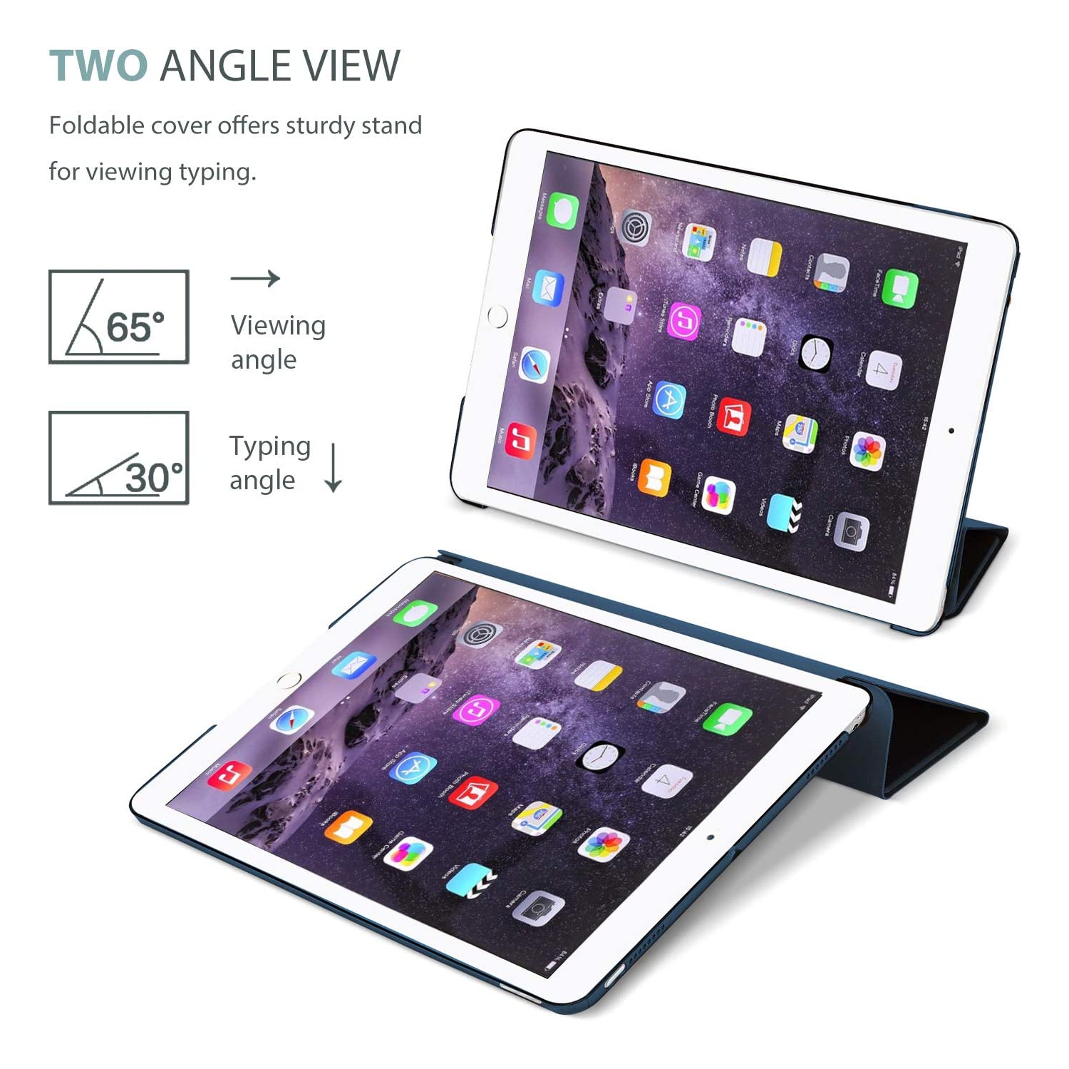 P iPad Air 2 Smart Case, Ultra Slim Lightweight Stand Protective Case Shell with Translucent Frosted Back Cover for Apple iPad Air 2 (A1566 A1567)