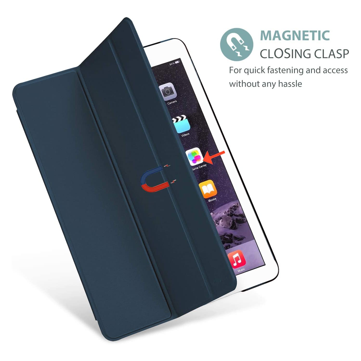 P iPad Air 2 Smart Case, Ultra Slim Lightweight Stand Protective Case Shell with Translucent Frosted Back Cover for Apple iPad Air 2 (A1566 A1567)