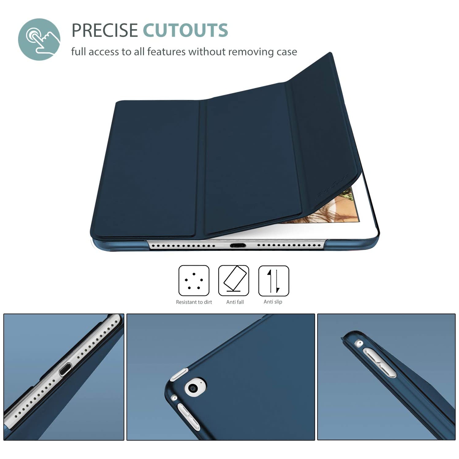 P iPad Air 2 Smart Case, Ultra Slim Lightweight Stand Protective Case Shell with Translucent Frosted Back Cover for Apple iPad Air 2 (A1566 A1567)