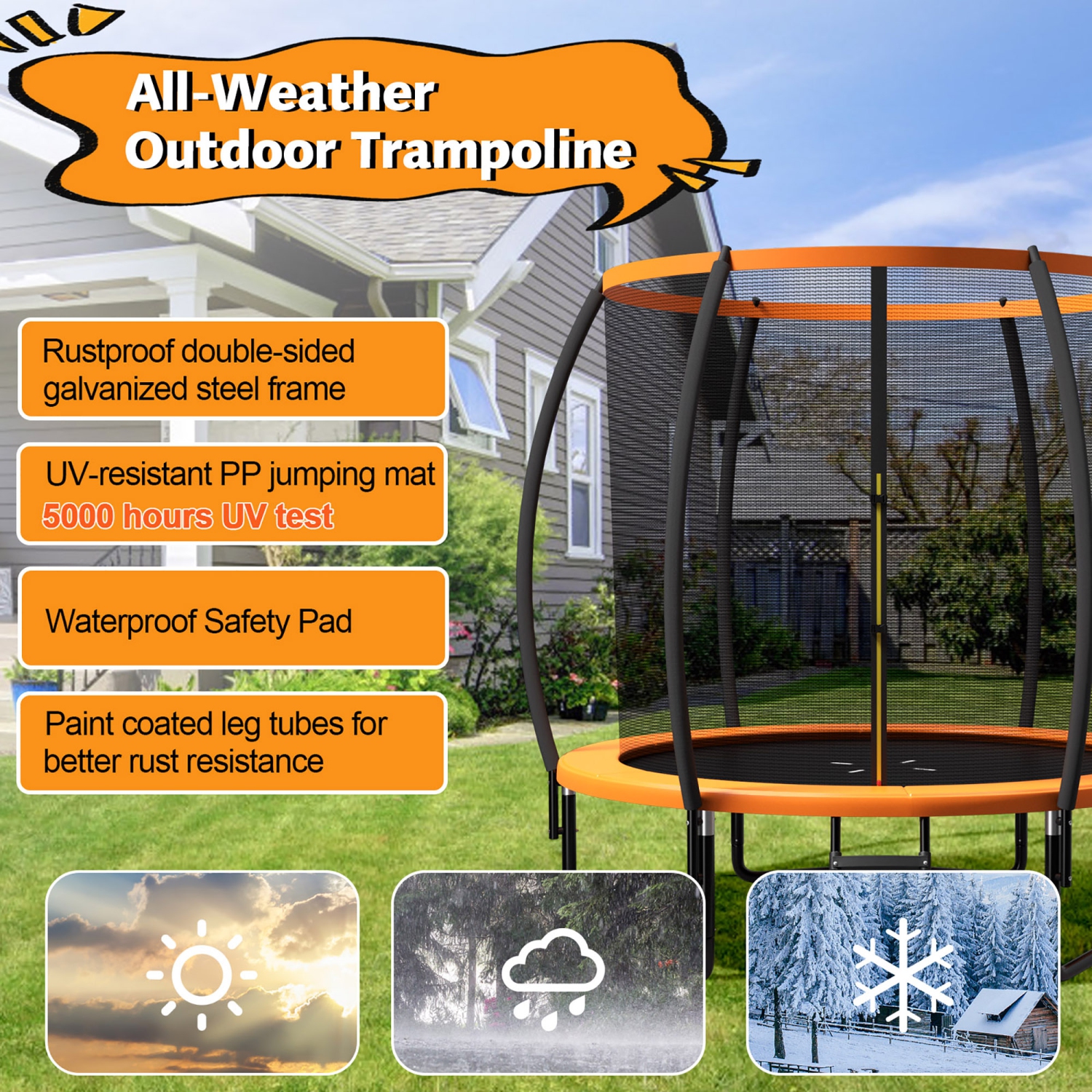 Gymax 10FT Recreational Trampoline w/ Ladder Enclosure Net Safety Pad Outdoor