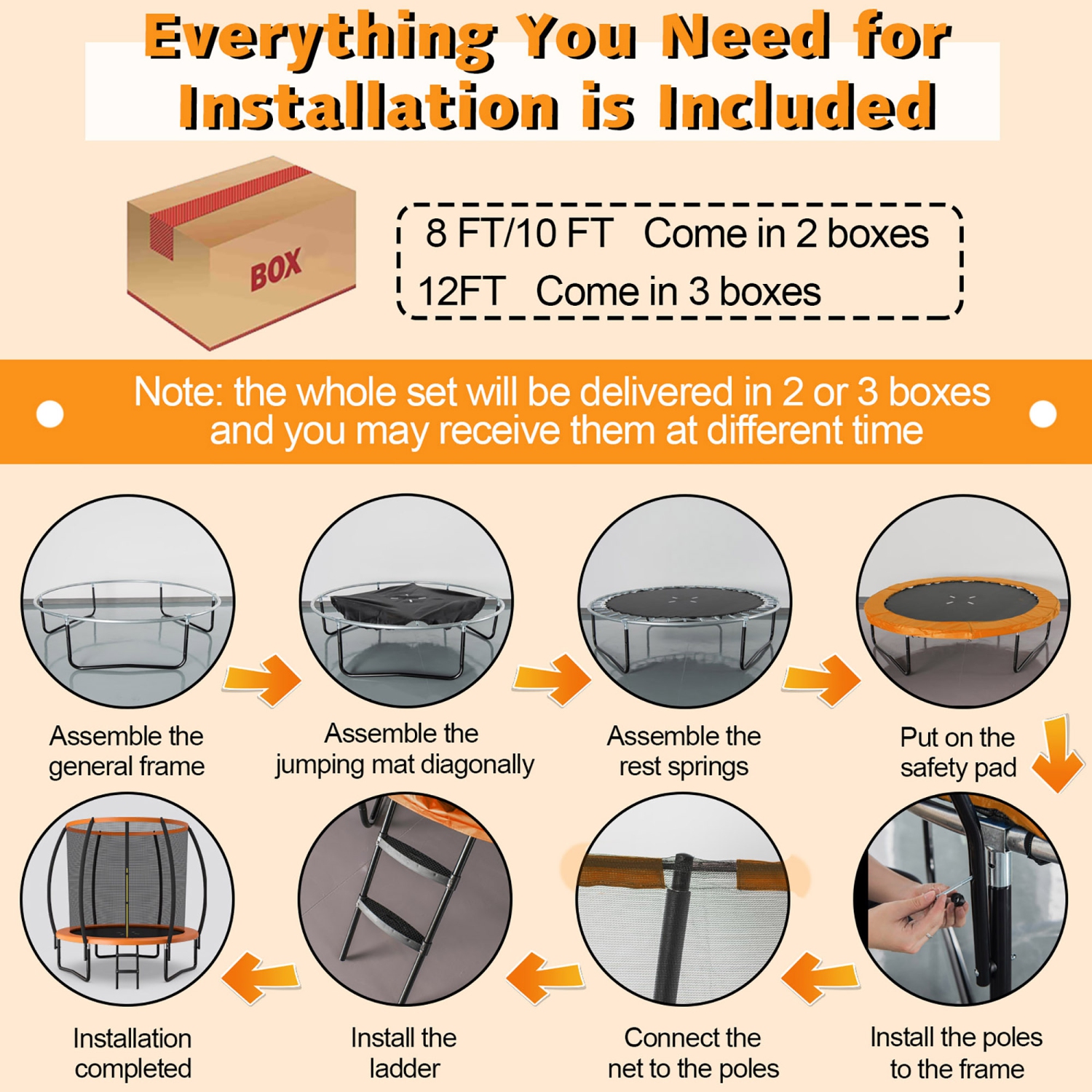 Gymax 10FT Recreational Trampoline w/ Ladder Enclosure Net Safety Pad Outdoor