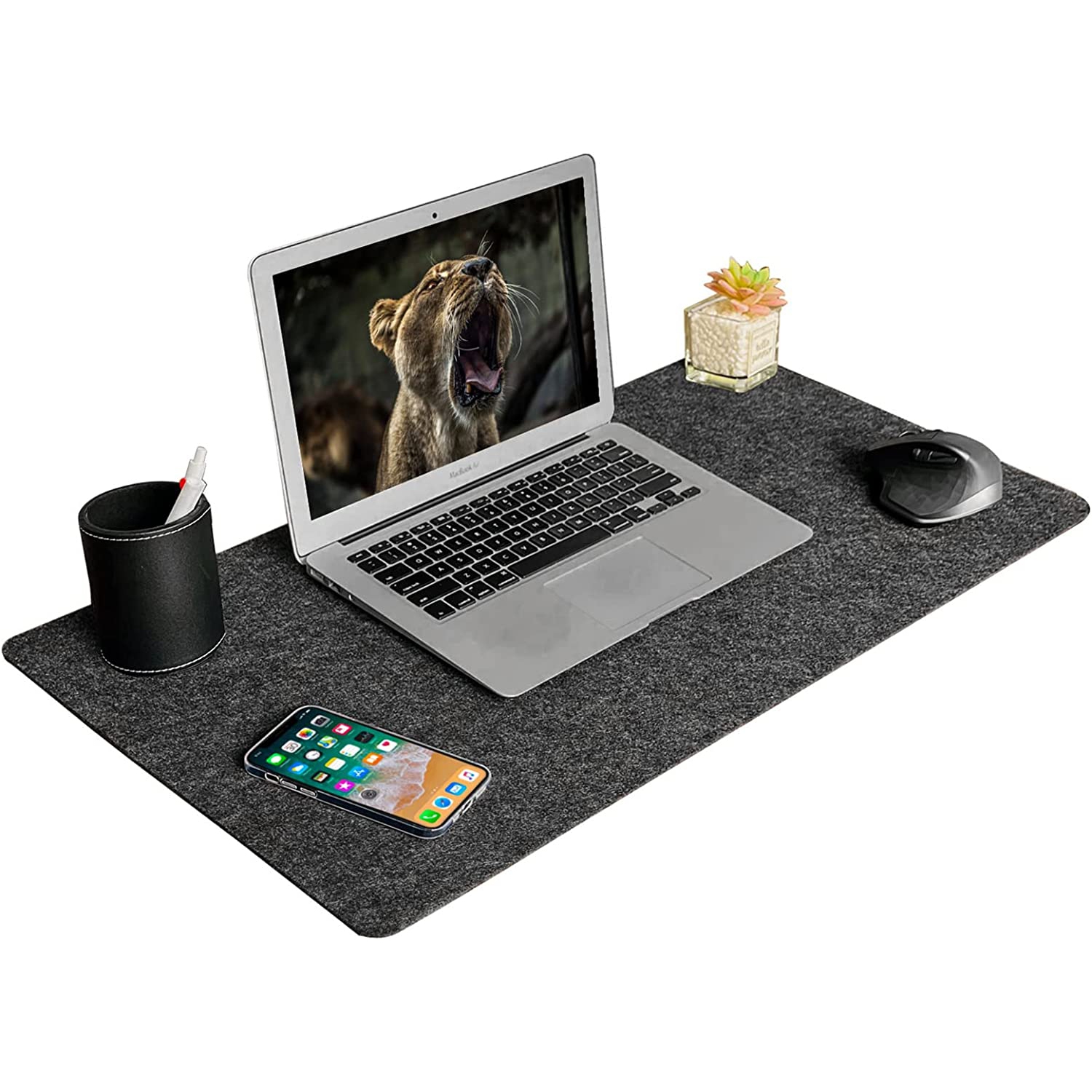 Tapis de bureau en feutre pour ordinateur, grand tapis de bureau, 40 x 16 po, tapis de souris pleine grandeur, tapis de clavier, 100 x 40 cm, tapis
