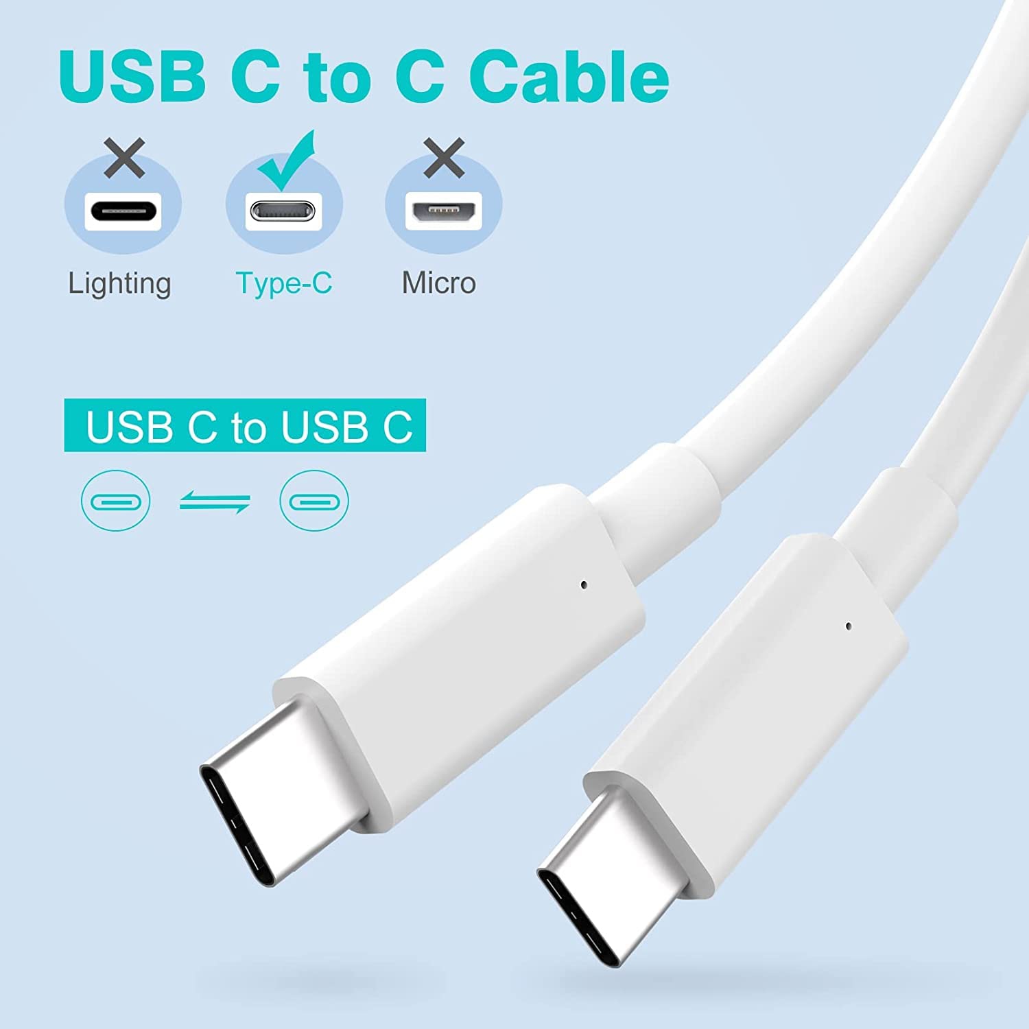 Câble USB-C de 10ft m [100&nbsp;W/5A], câble de chargement de type C rapide pour MacBook Pro 16, 15, 14, 13 po, MacBook Air 2020/2019/2018, iPad Pro