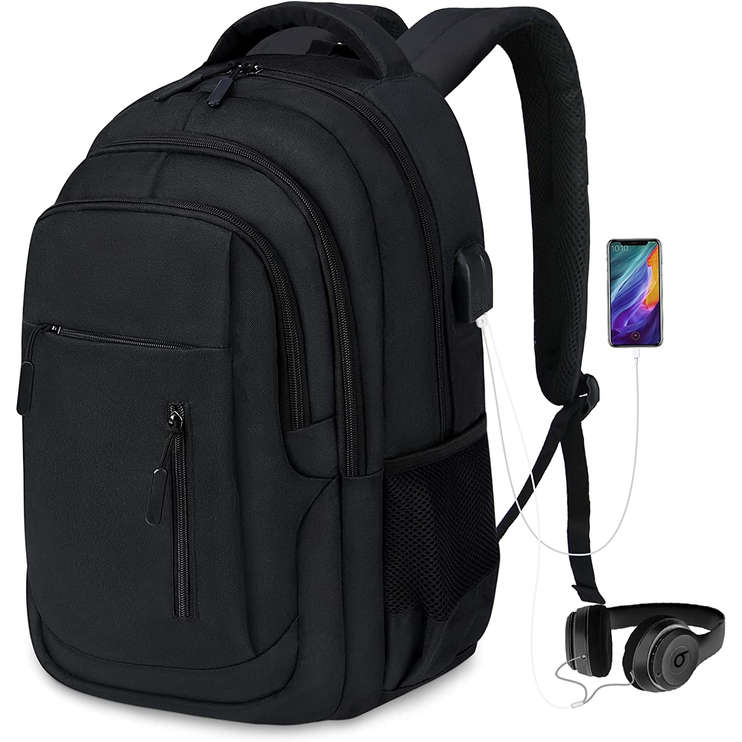 Laptop Backpack 15.6 Inch Travel Backpack with USB Charging Port Large Waterproof Computer Backpack College Backpack for Work Business School Carry on Backpack for Men and Women,