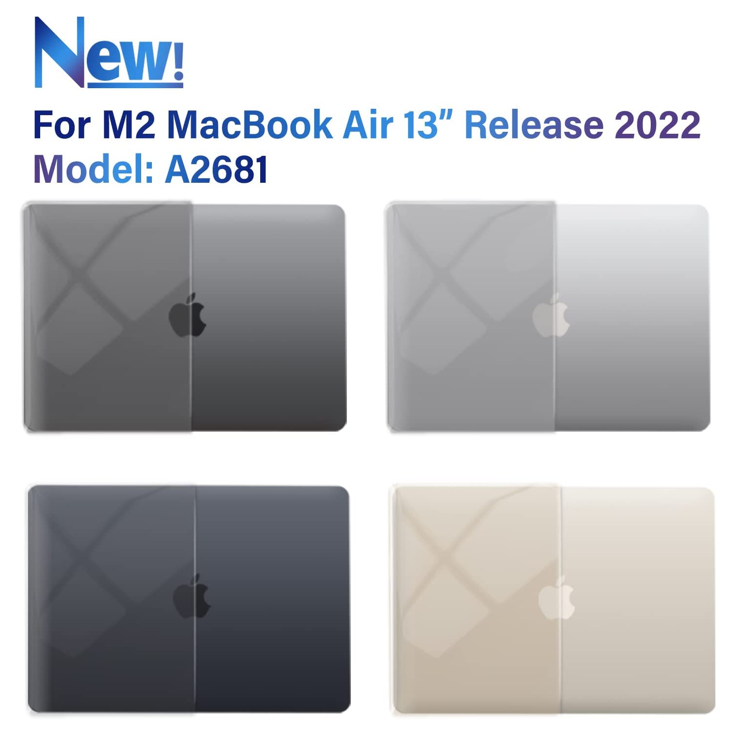 Compatible with M2 2022 MacBook Air 13 inch case, Model A2681, Hard Shell Case&Keyboard Cover&Screen Film for New M2 Mac Air 13.6 in with Touch ID,