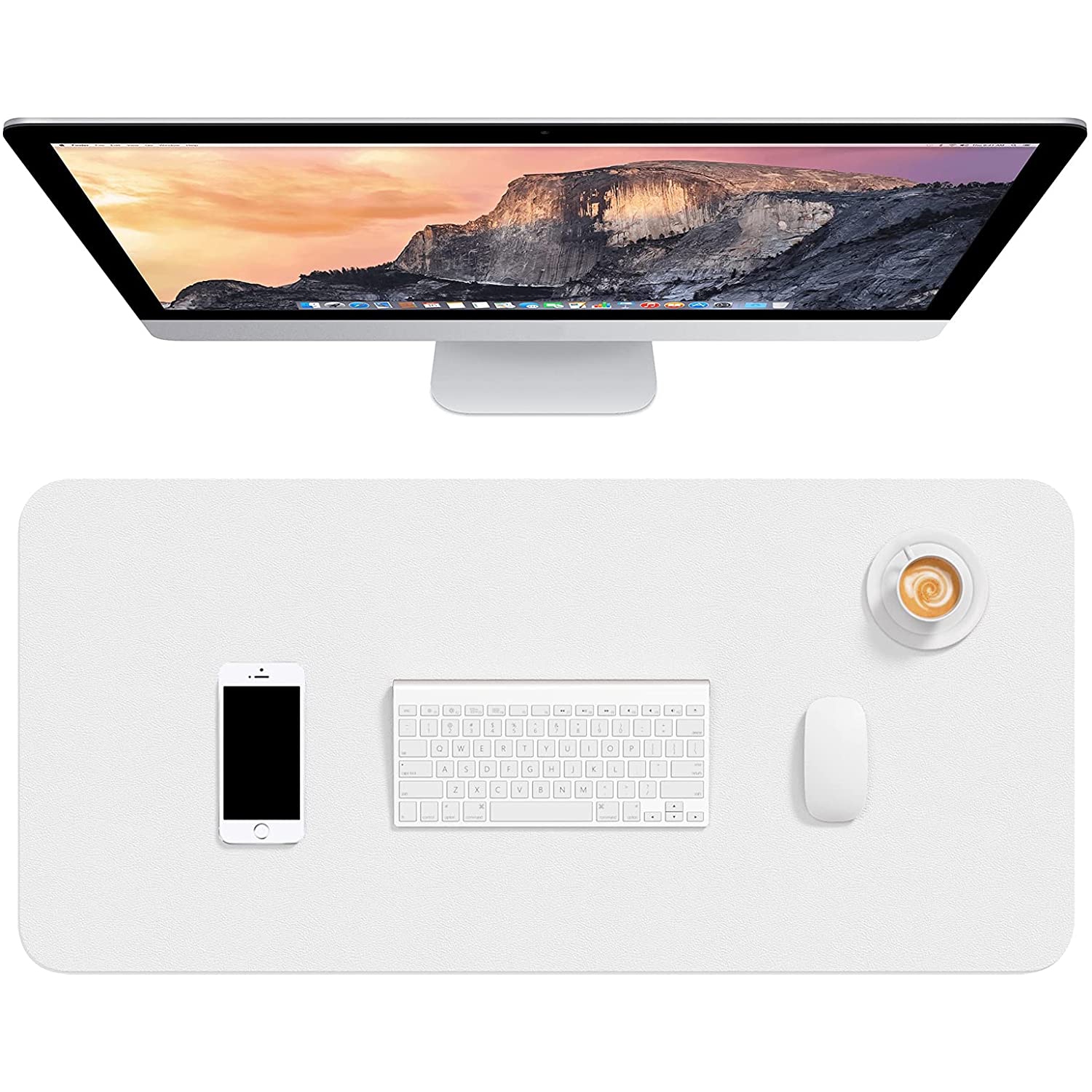 H Desk Pad, 30 x 14 PU Leather Desk Mat, XL Extended Mouse Pad, Waterproof Desk Blotter Protector, Ultra Thin Large Laptop Keyboard Mat, Non-Slip