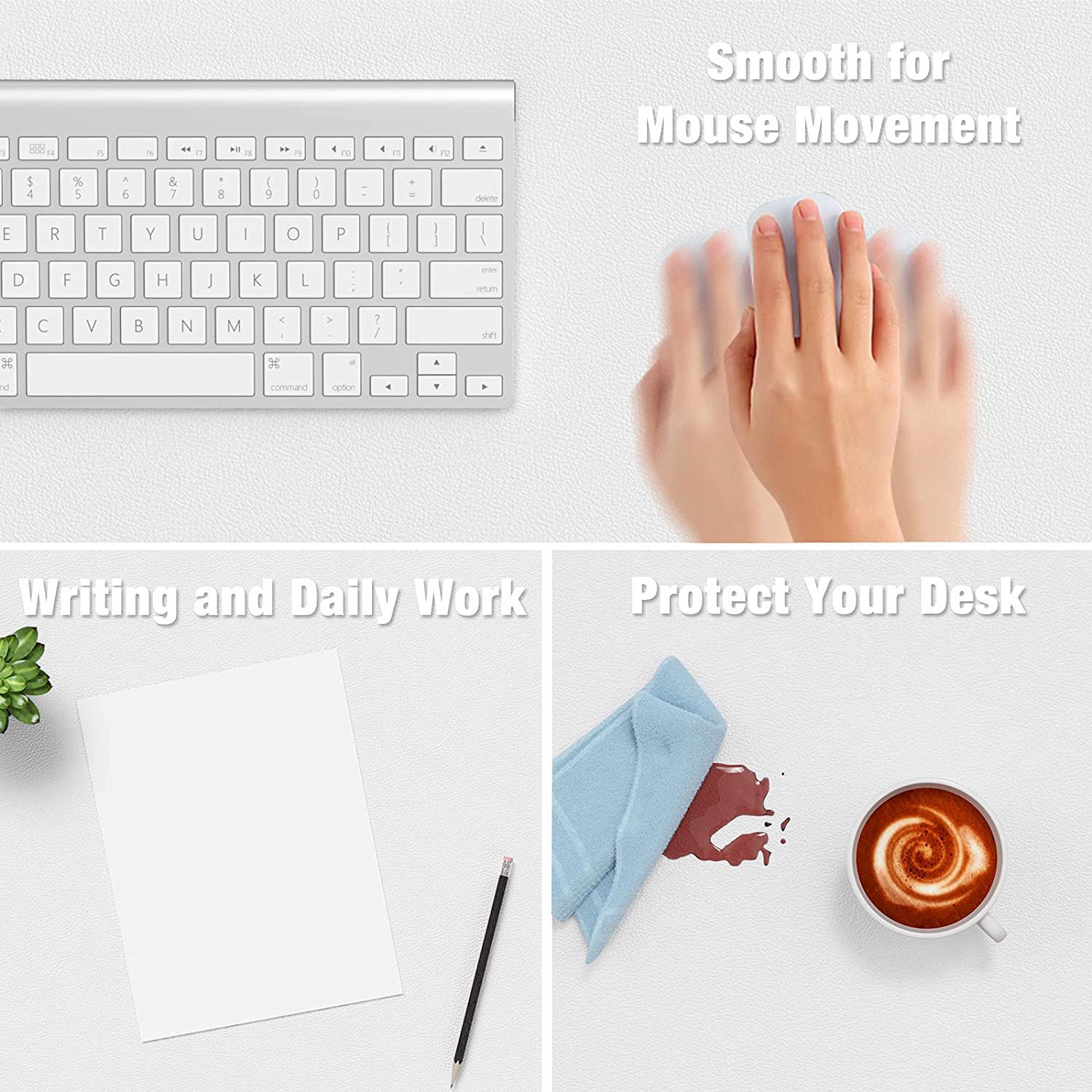 H Desk Pad, 30 x 14 PU Leather Desk Mat, XL Extended Mouse Pad, Waterproof Desk Blotter Protector, Ultra Thin Large Laptop Keyboard Mat, Non-Slip