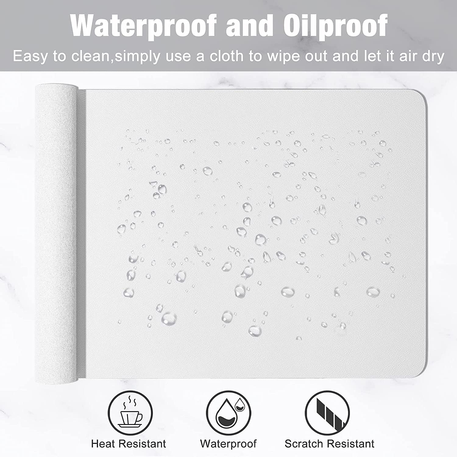 H Desk Pad, 30 x 14 PU Leather Desk Mat, XL Extended Mouse Pad, Waterproof Desk Blotter Protector, Ultra Thin Large Laptop Keyboard Mat, Non-Slip