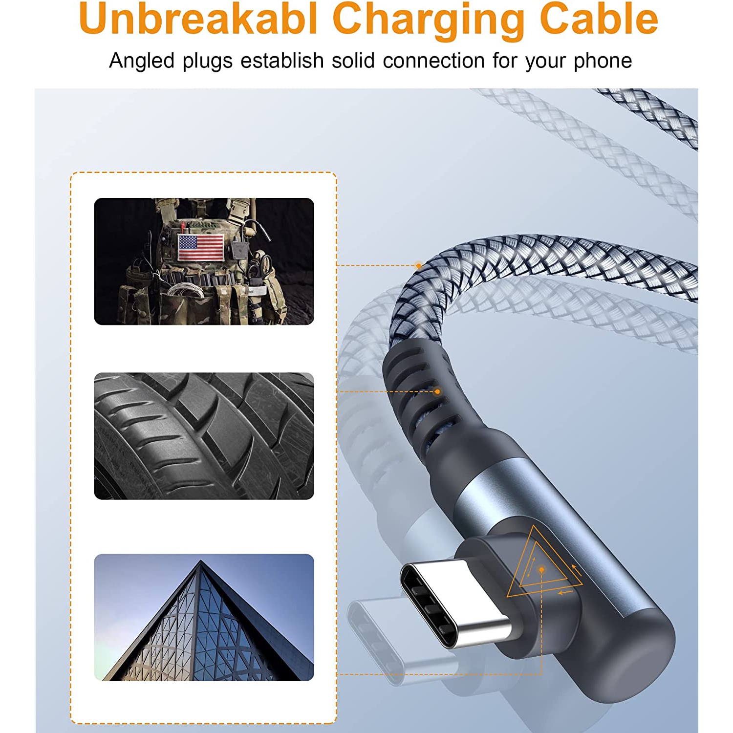 USB C Charging Cord Right Angle [2Pack, 6FT] 3.1A, A USB C Cable Fast Charger Cable Nylon Braided Cord for Samsung S22 S21 S10 S9 S8 Plus/Ultra/FE,