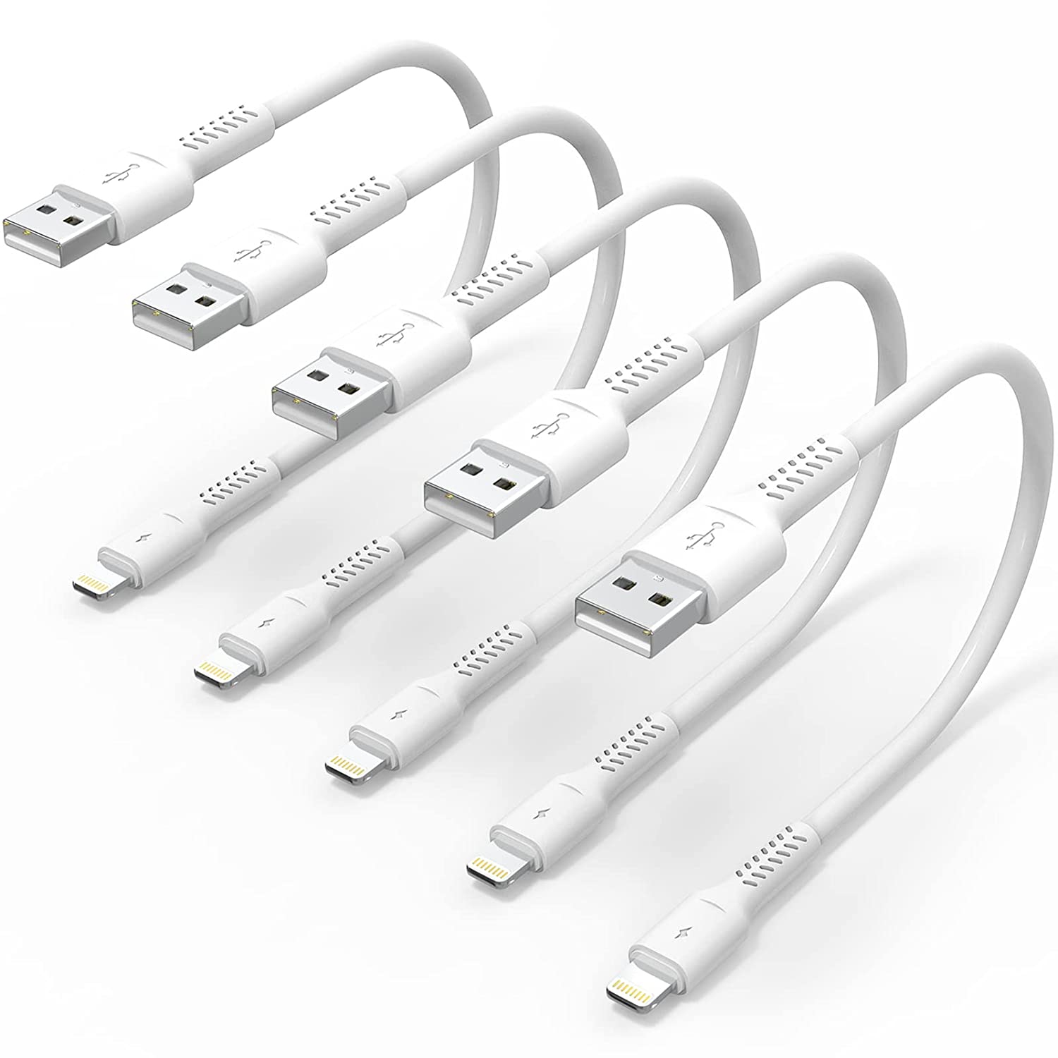 1ft iPhone Charger Cord Short, 5Pack USB to Lightning Cable Compatible with Apple iPhone 13 12 11 Pro Max Xs Xr X 8 7 6 Plus 5 SE, iPad Air/Mini, Charging Stations