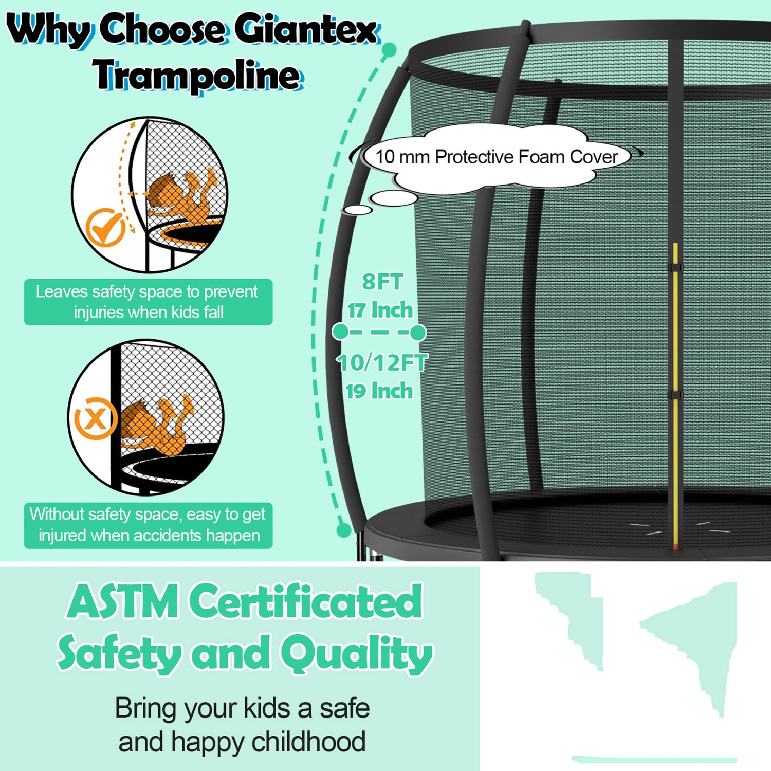 Gymax 8FT Recreational Trampoline w/ Ladder Enclosure Net Safety Pad Outdoor