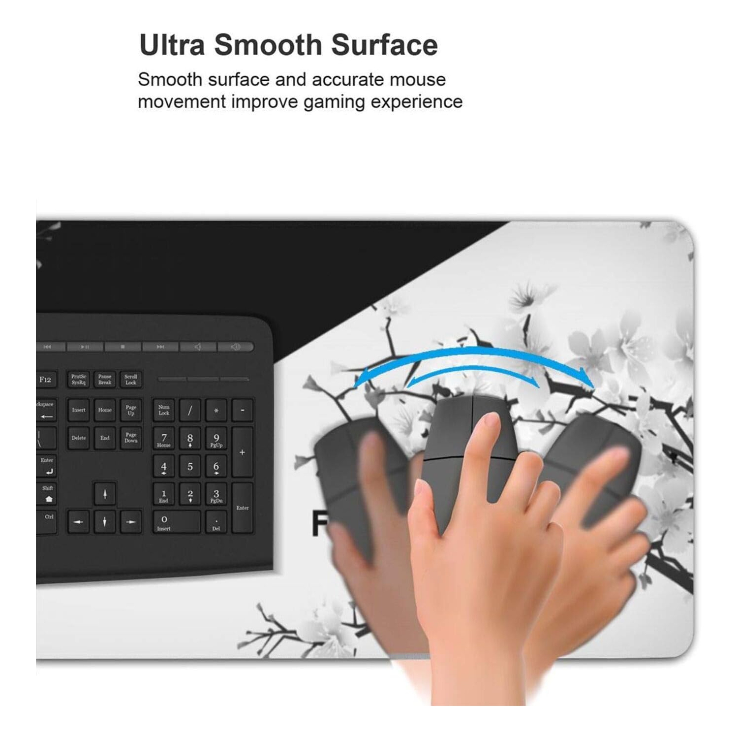 Black and White Mouse Pad Cherry Blossom Gaming Mouse Pad XL Long Mouse Pad Large XXL Mousepad Extended Stitched Edges Non-Slip Rubber Base Mice Pad