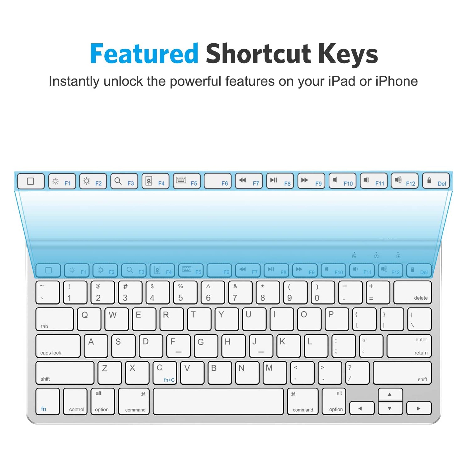 O Ultra-Slim Wireless Bluetooth Keyboard Compatible with All iPad, iPad 10.2 9th Generation/Mini 6 2021, Build-in Sliding Stand, White