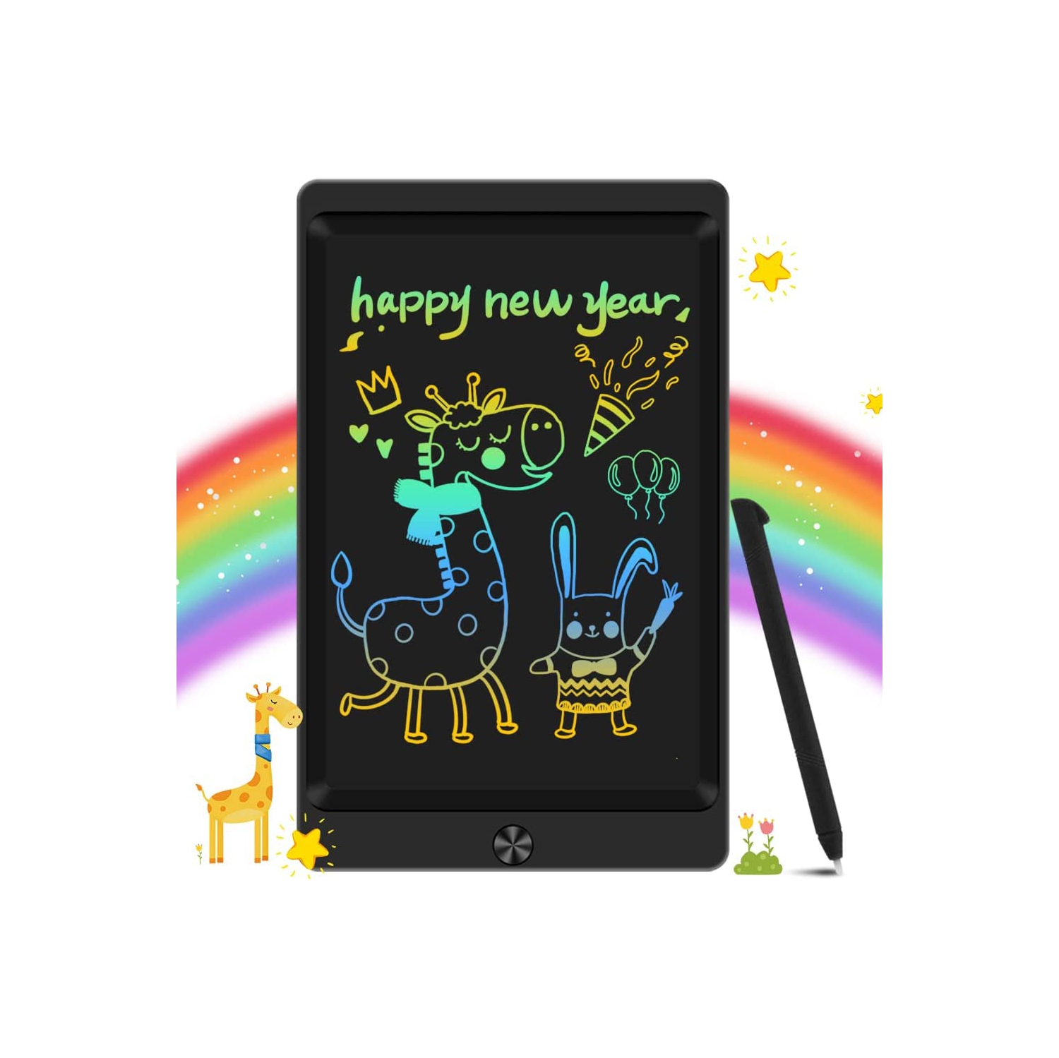 LCD Writing Tablet Drawing Board, Colorful Drawing Tablet Kids Tablets Doodle Board Writing Board for Kids and Adults at Home, School and Office with Lock Erase Button (Black)