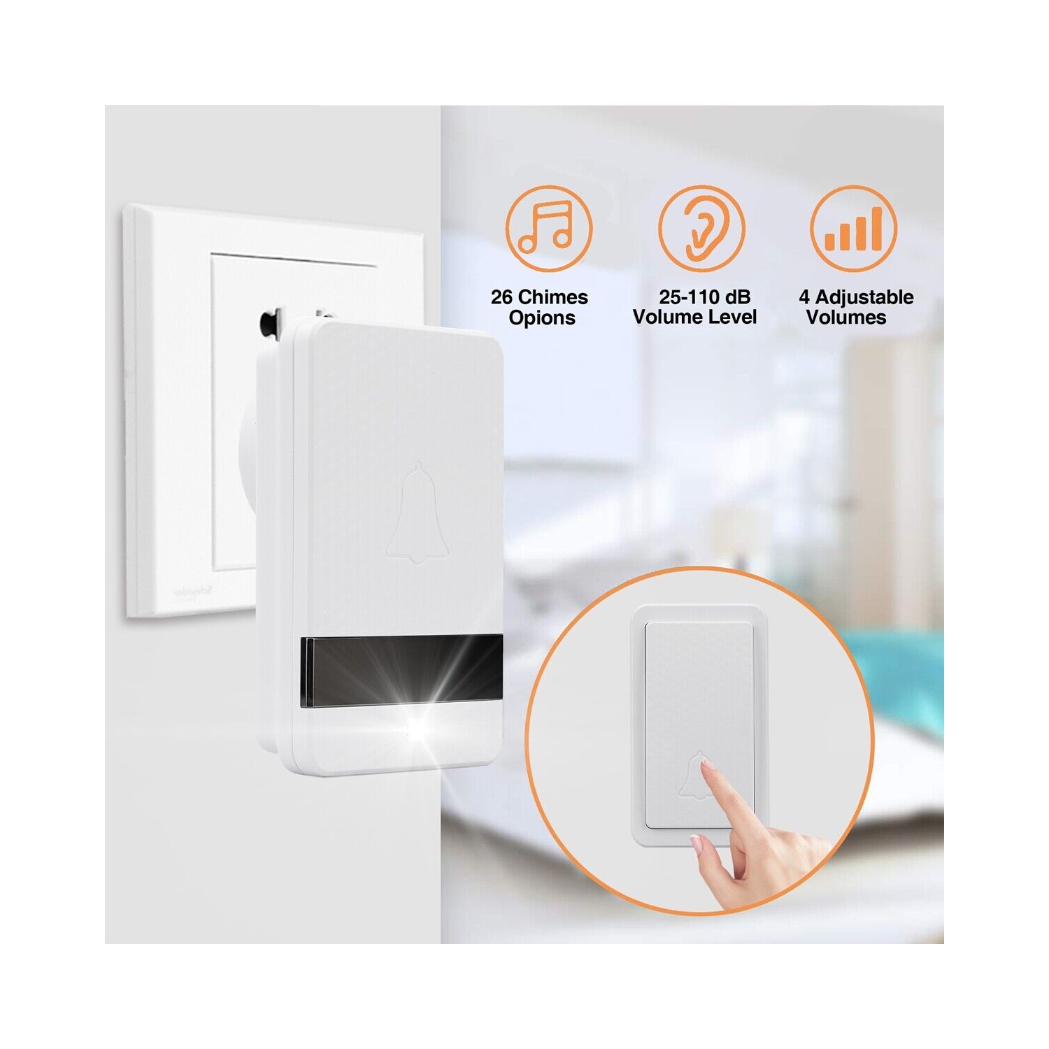 WIRELESS HOME DIGITAL DOORBELL 1000FT RANGE CORDLESS DOORBELL 28 CHIMES PORTABLE