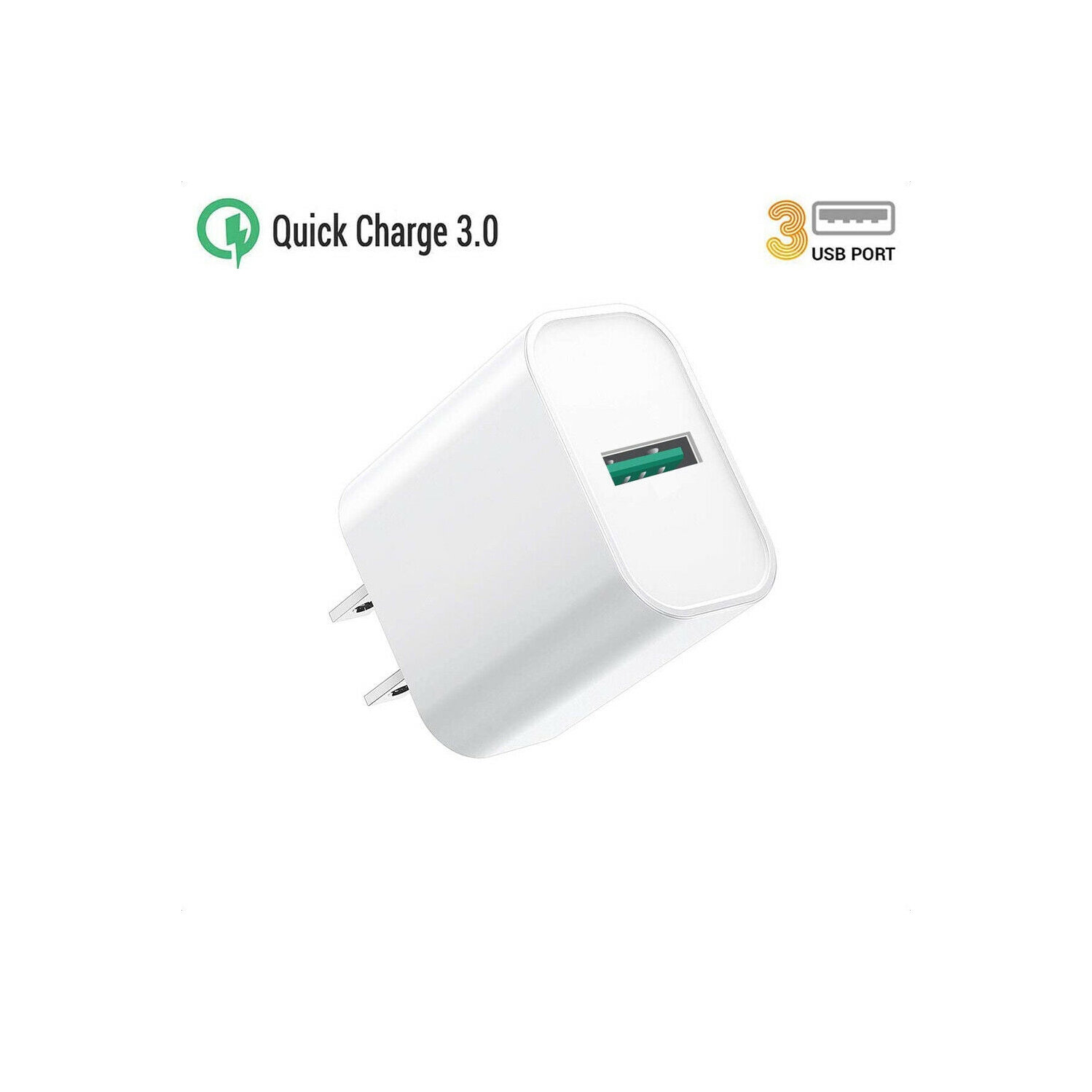 18W QC 3.0 USB Wall Charger Fast Charging For Galaxy S20 Note 10, iPhone 11 XS 8