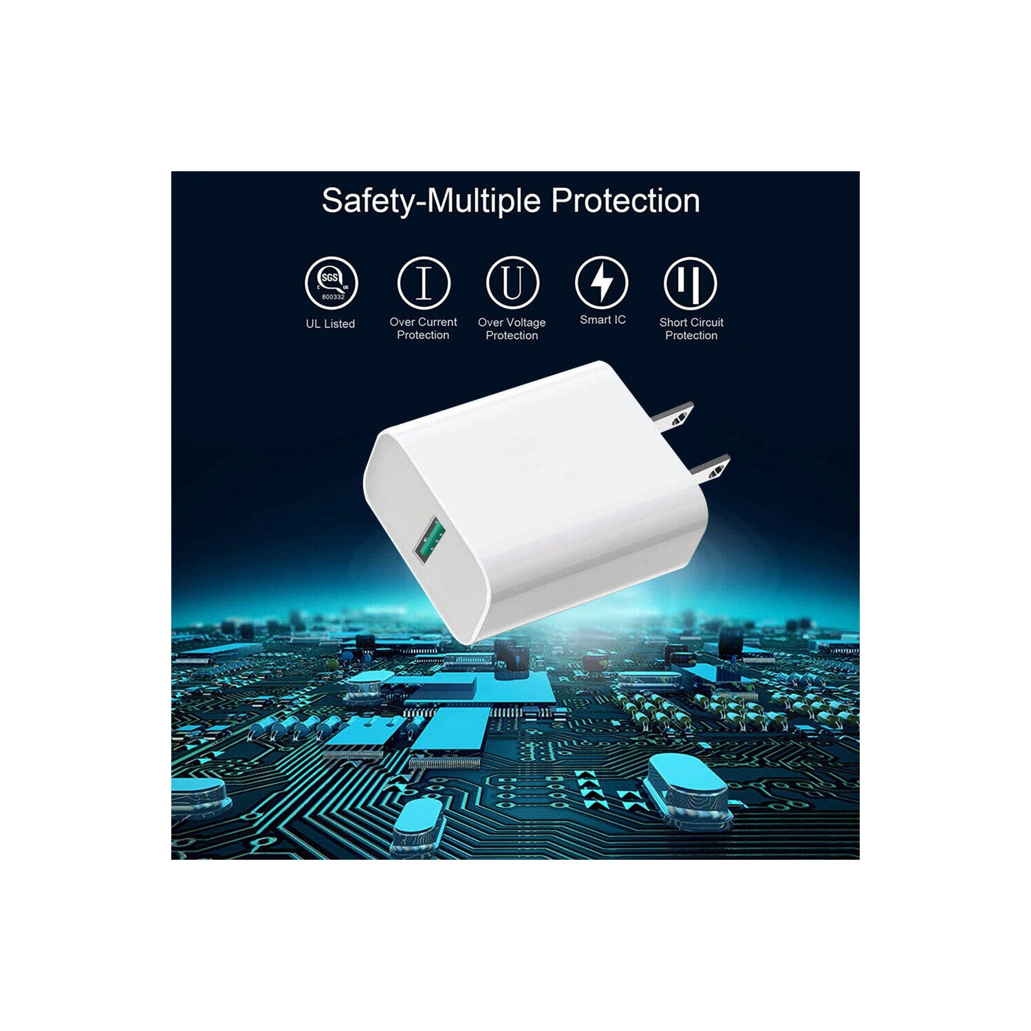 18W QC 3.0 USB Wall Charger Fast Charging For Galaxy S20 Note 10, iPhone 11 XS 8