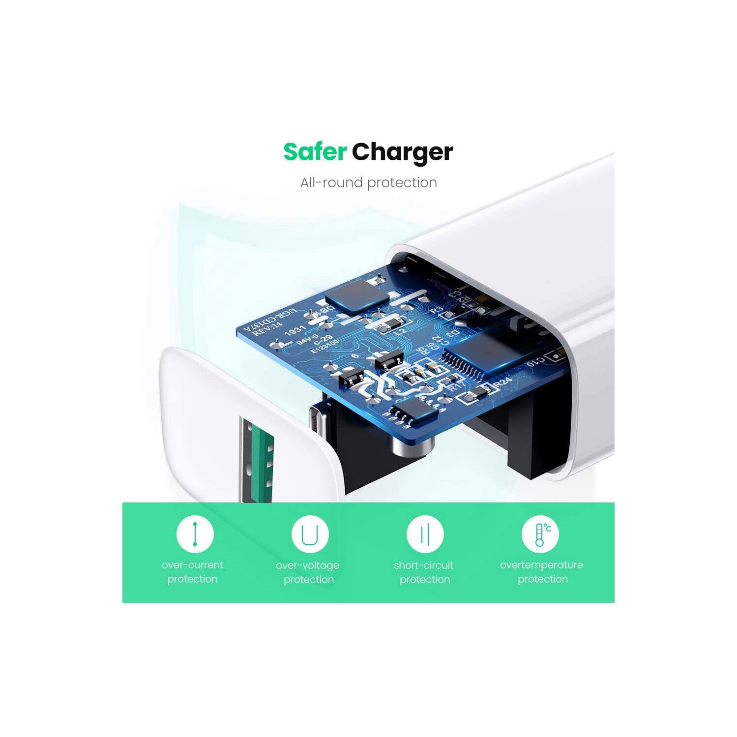 18W QC 3.0 USB Wall Charger Fast Charging For Galaxy S20 Note 10, iPhone 11 XS 8