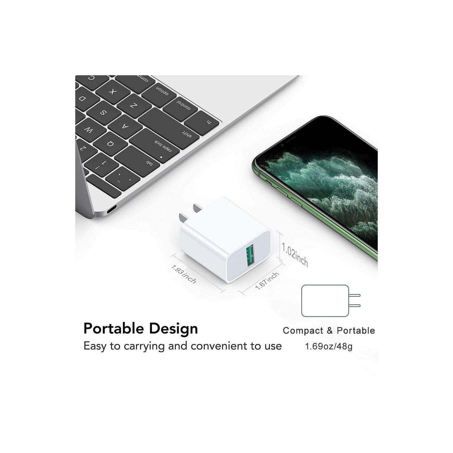 18W QC 3.0 USB Wall Charger Fast Charging For Galaxy S20 Note 10, iPhone 11 XS 8