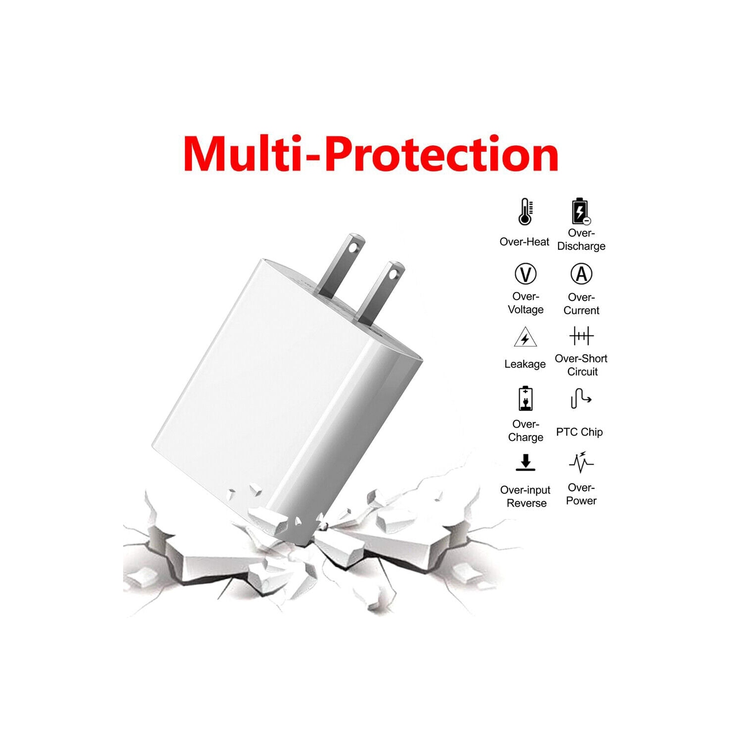 Chargeur mural USB QC 3.0 de 18 W recharge rapide pour Galaxy S20 Note 10, iPhone 11 XS 8