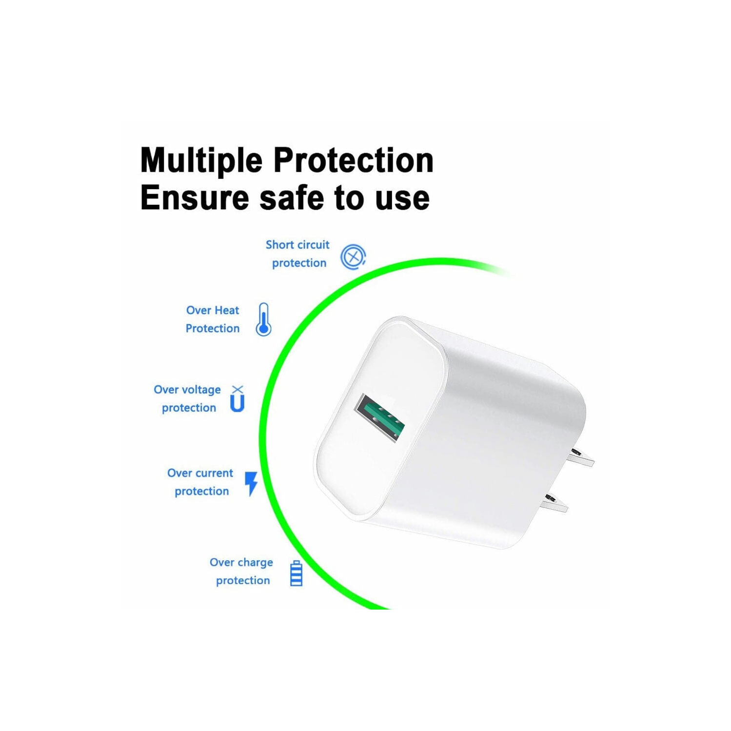 Chargeur mural USB QC 3.0 de 18 W recharge rapide pour Galaxy S20 Note 10, iPhone 11 XS 8