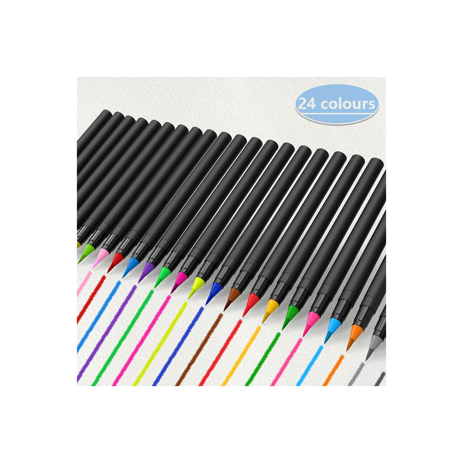 24 Colors Watercolor Brush Pens Nontoxic for Drawing Calligraphy Coloring, CA