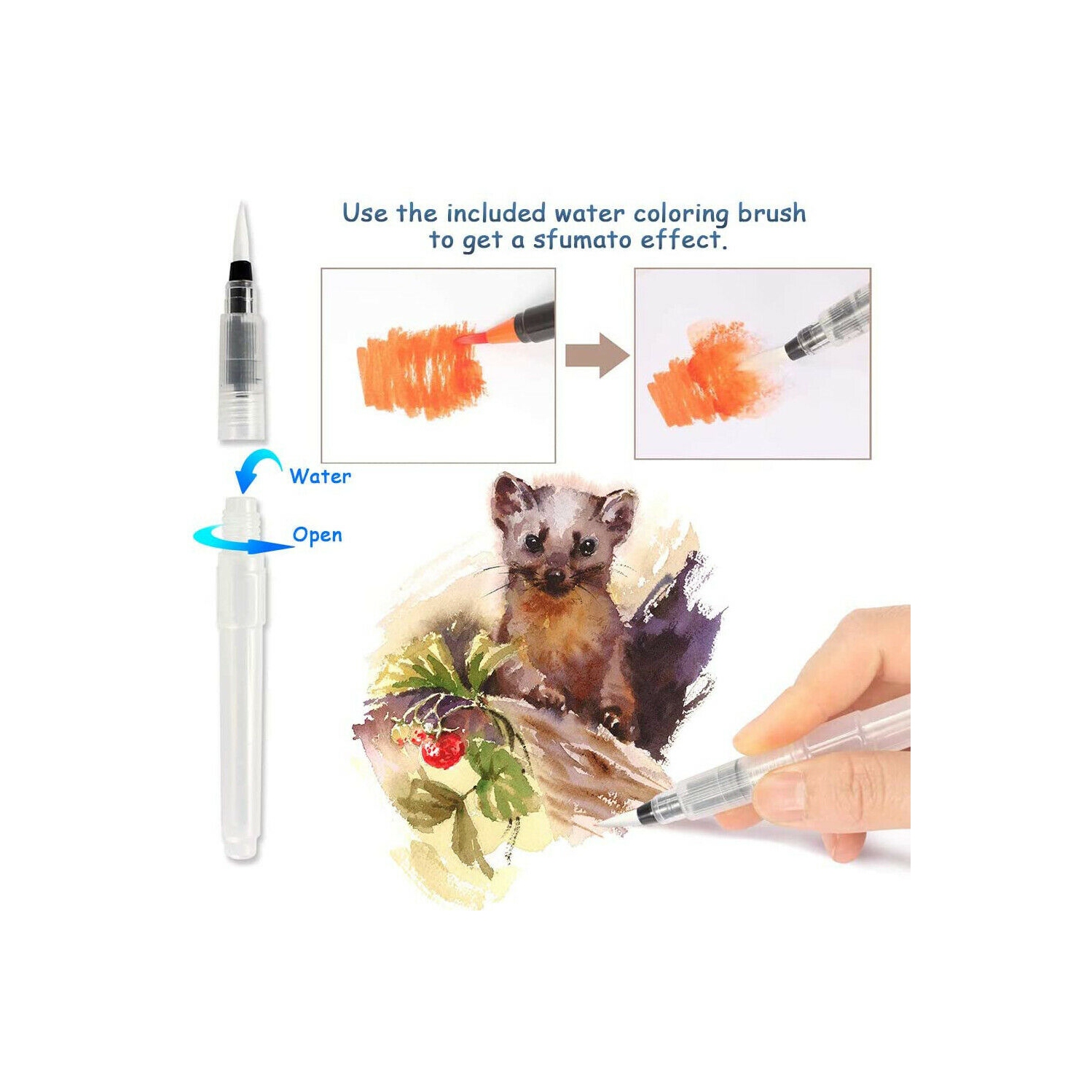 24 Colors Watercolor Brush Pens Nontoxic for Drawing Calligraphy Coloring, CA