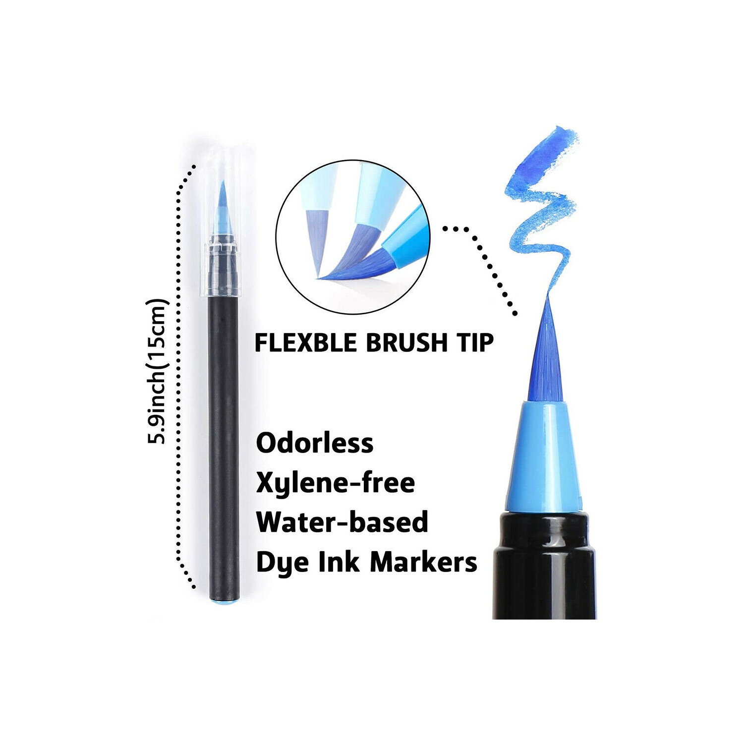 24 Colors Watercolor Brush Pens Nontoxic for Drawing Calligraphy Coloring, CA