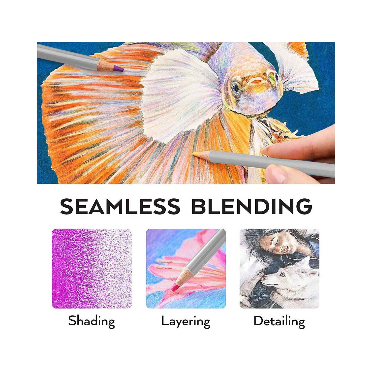 Professional Colored Pencils Set of 48 Color for Drawing Art, Sketching, Shading