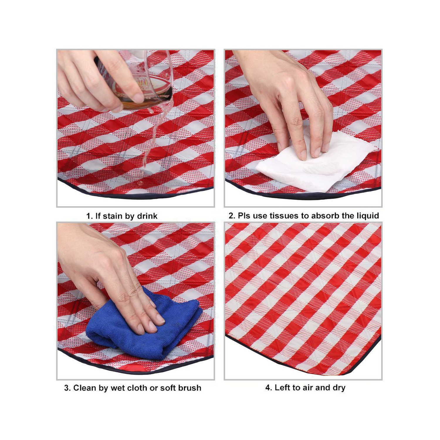 Portable Extra Large Picnic & Outdoor Blanket, Red and White Checkered, 79 x59in