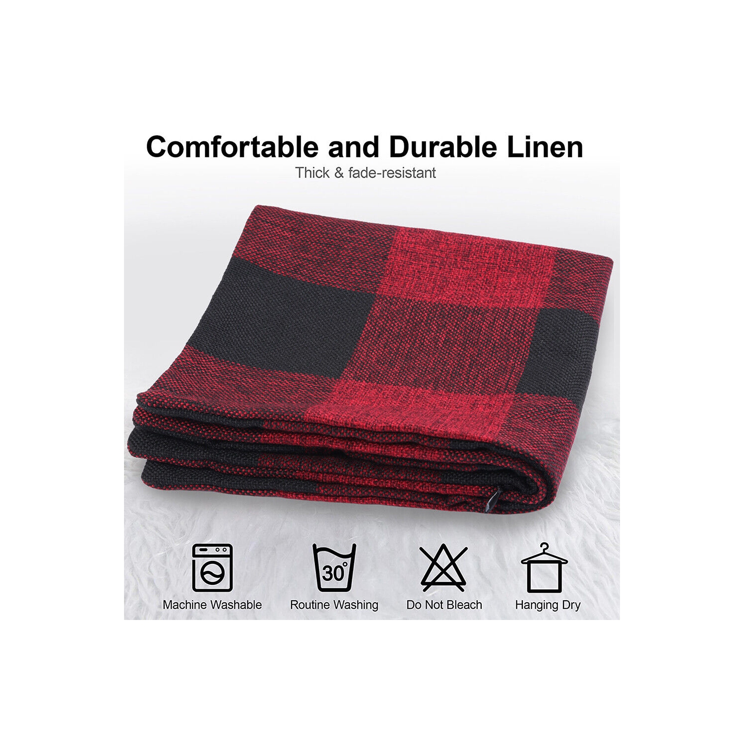 Set of 2 Christmas Check Plaid Throw Pillow Covers for Farmhouse Home Decor CA