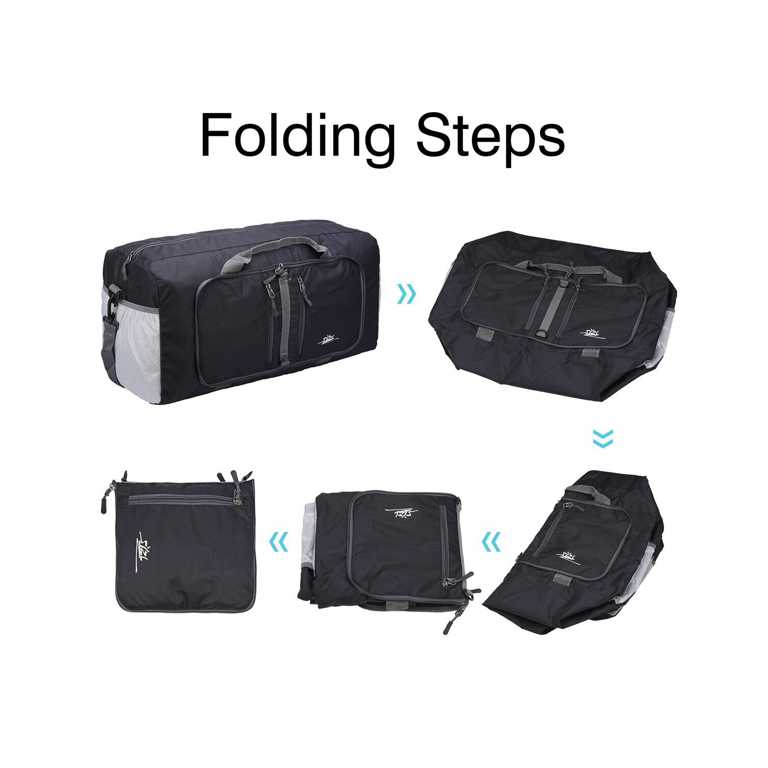 Sac de sport pliable de 40 l pour le sac de sport léger de voyage, noir