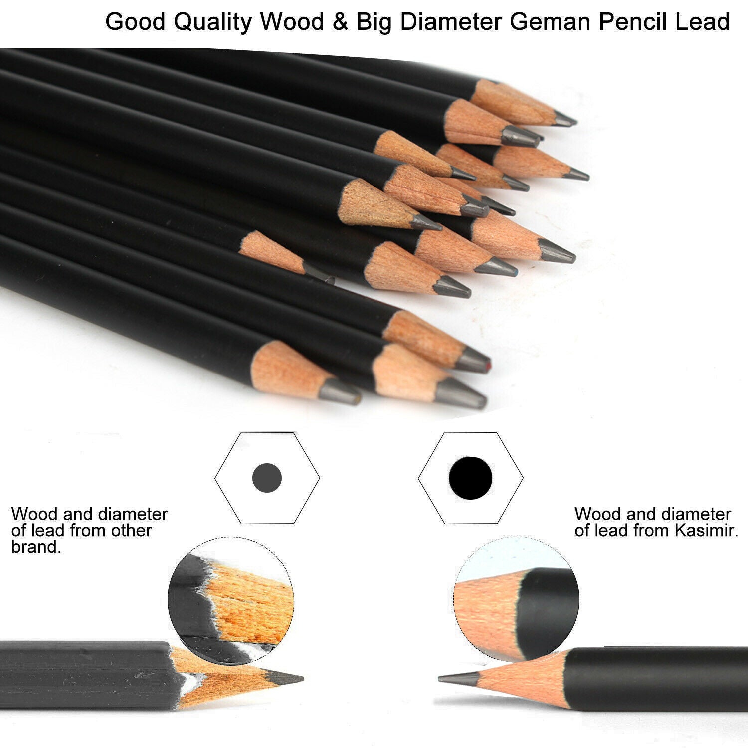 Drawing / Sketch Pencils Set Includes Erasers, Sharpener, Charcoals