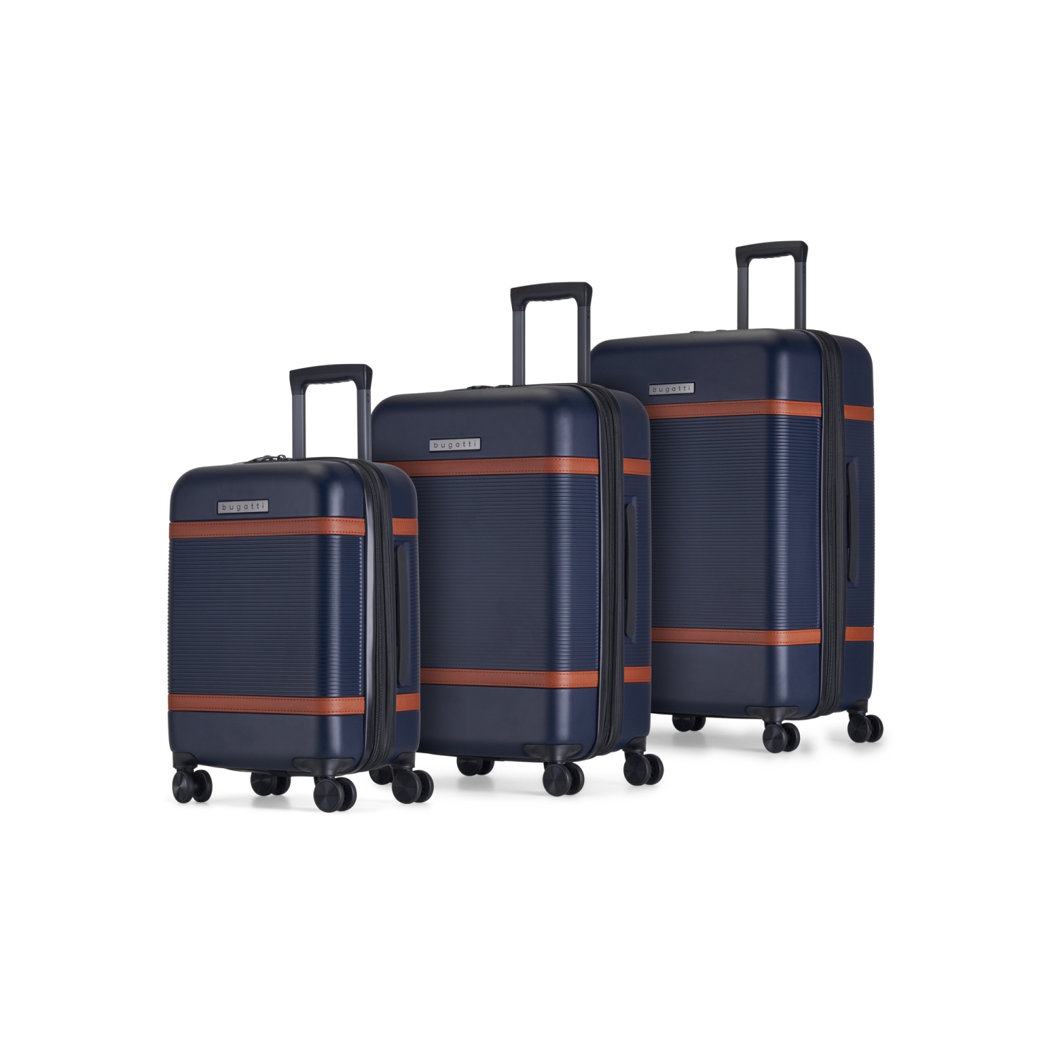 Ensemble de 3 valises rigides extensibles Wellington de Bugatti - Bleu marine