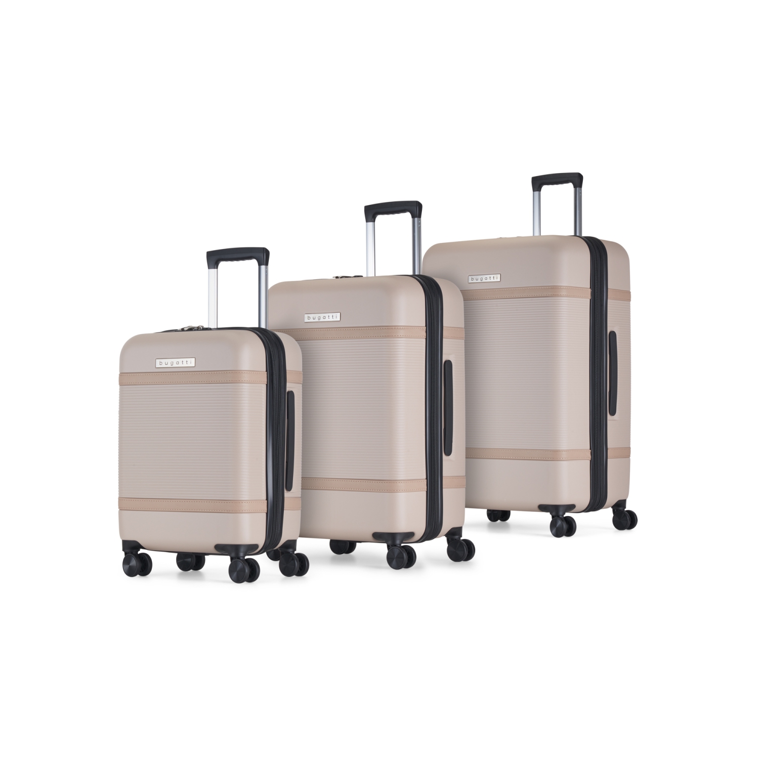 Ensemble de 3 valises rigides extensibles Wellington de Bugatti - Beige