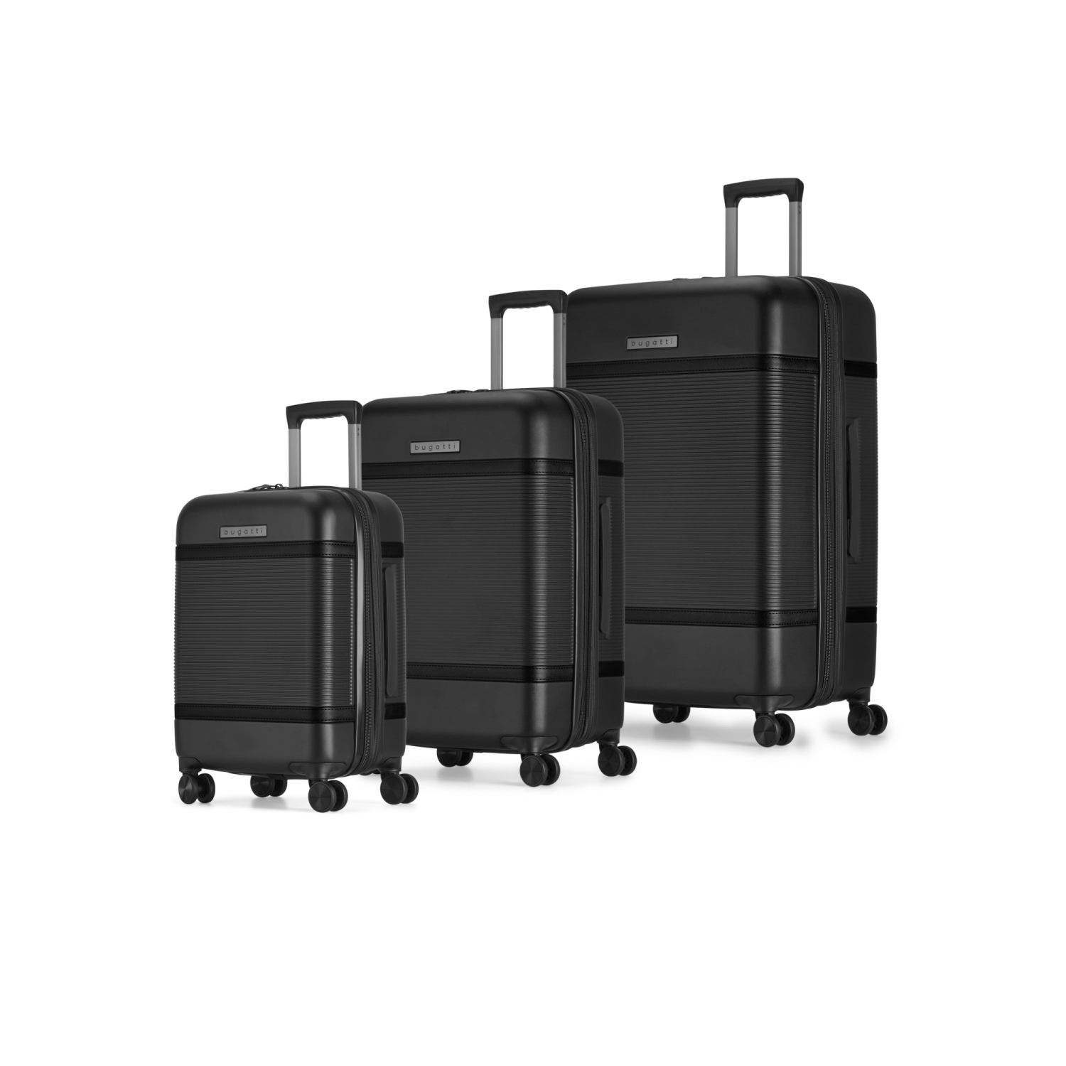 Ensemble de 3 valises rigides extensibles Wellington de Bugatti - Noir
