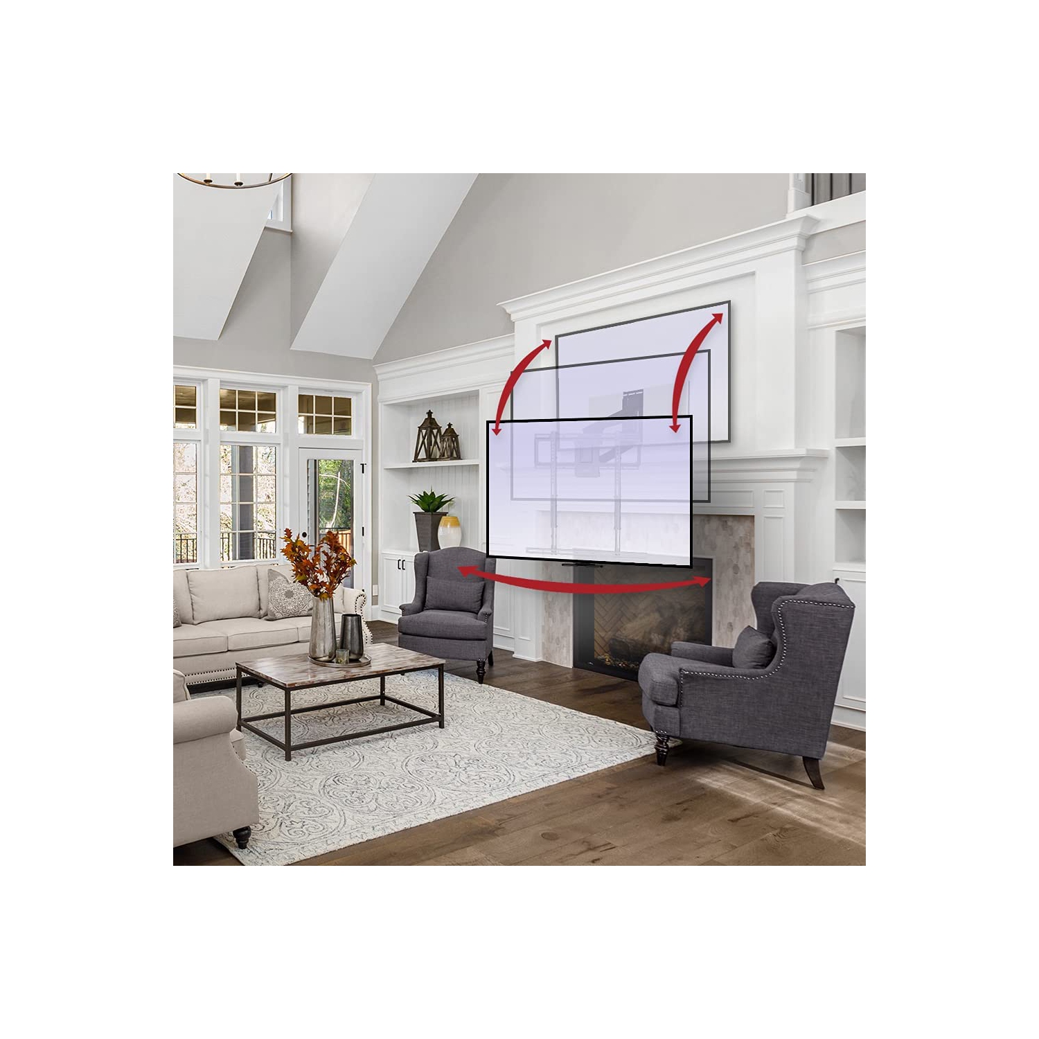 MantelMount MM700 Premier Series Above Fireplace Pull Down TV Mount for 45"-90" TVs Over Mantel