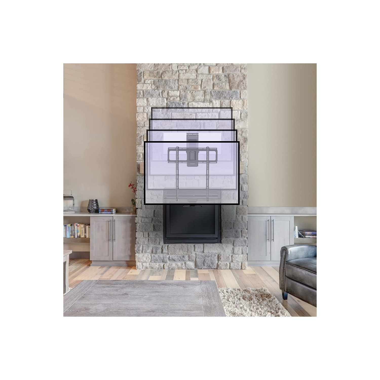 MantelMount MM700 Premier Series Above Fireplace Pull Down TV Mount for 45"-90" TVs Over Mantel