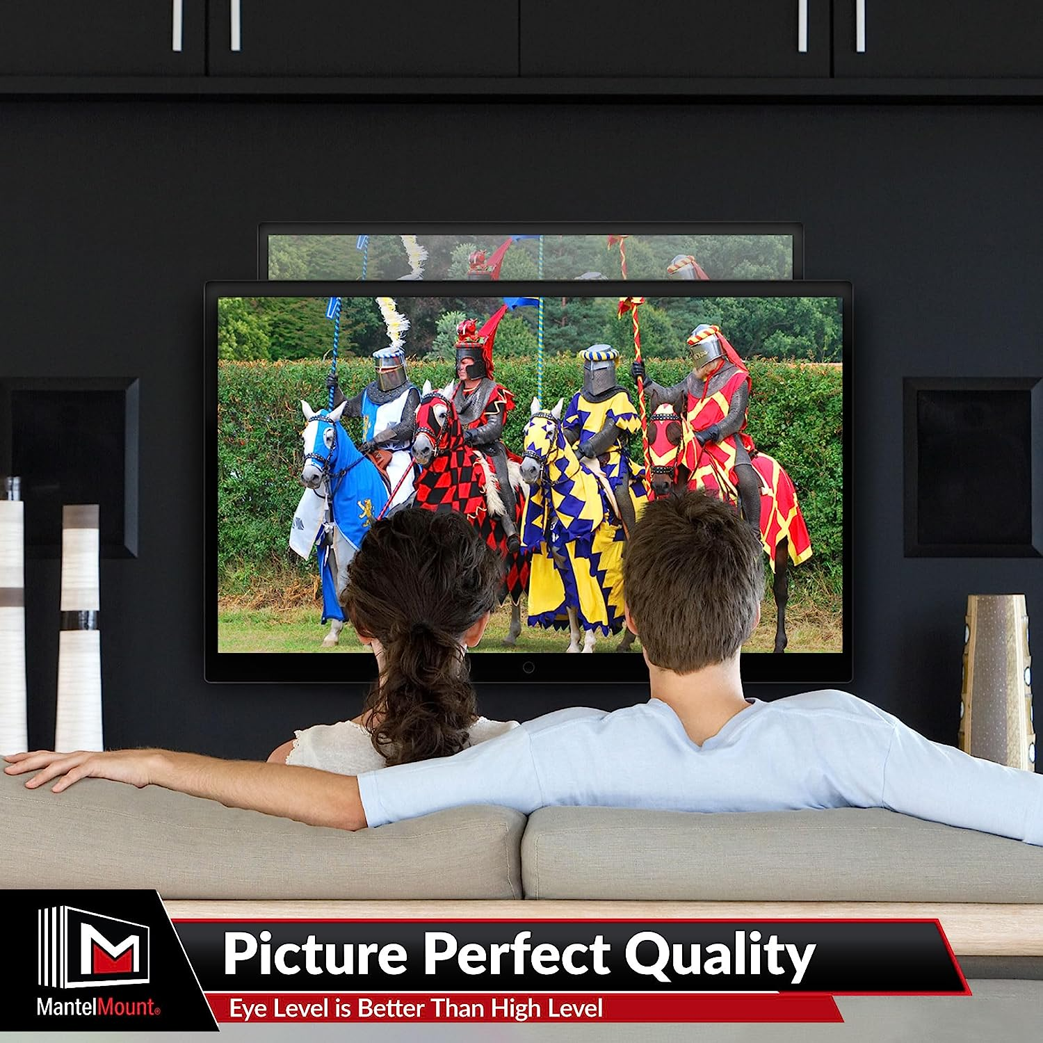 MantelMount MM700 Premier Series Above Fireplace Pull Down TV Mount for 45"-90" TVs Over Mantel