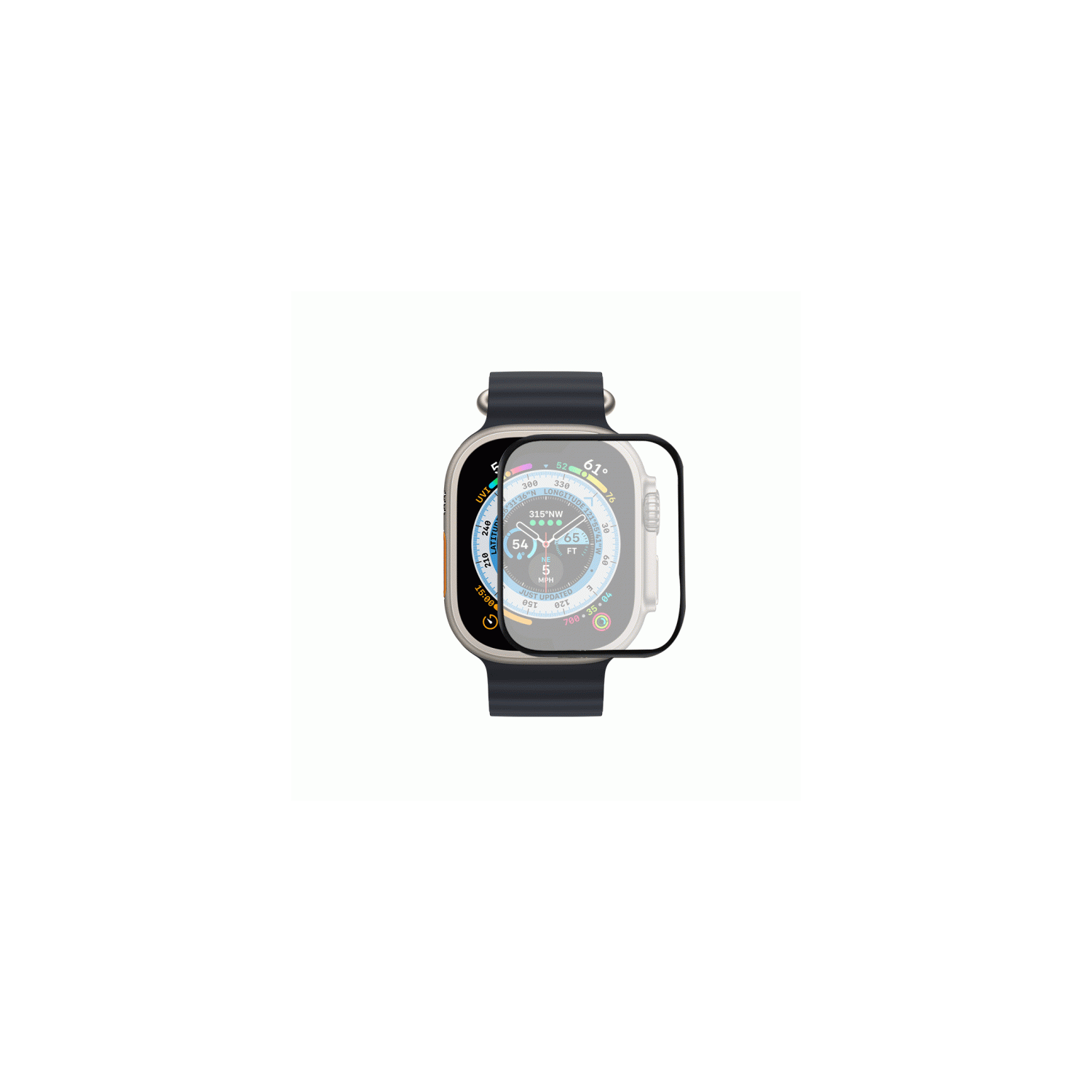 【2 Packs】 Protecteur d'écran en verre trempé à couverture complète incurvée CSmart 3D pour Apple Watch iWatch Ultra, 49mm