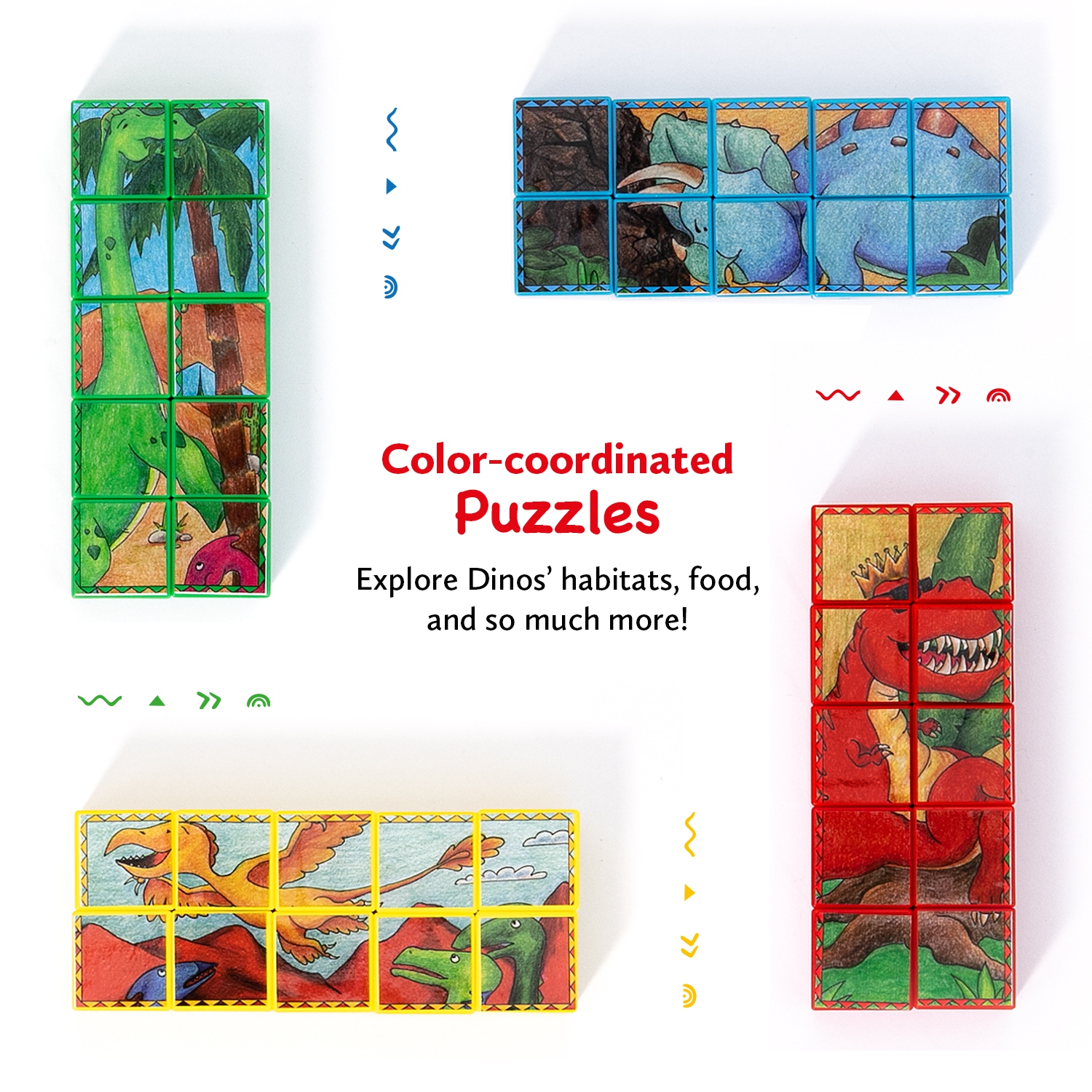 JitteryGit Dinosaur Magnetic Blocks Puzzle | 40 Educational STEM Magnets for Kids | Learning Toy for Boy & Girls Age Groups 3 4 5 6