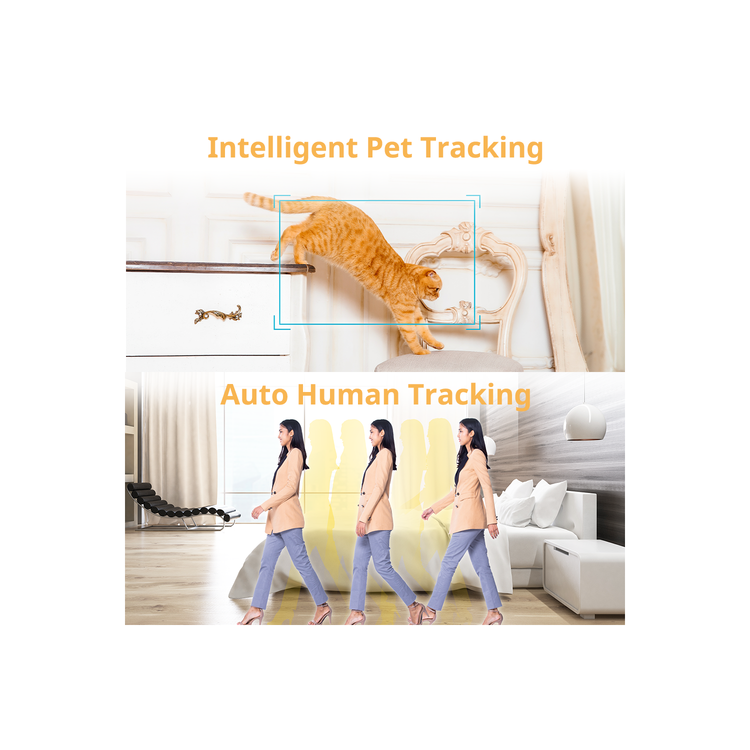 SpotCam Mibo Wireless Pet Security Camera, 2K , Indoor, Night Vision, Two-Way Talk, Motion & Sound Alert, PTZ Pan/Tilt, Pet Tracking, with Free